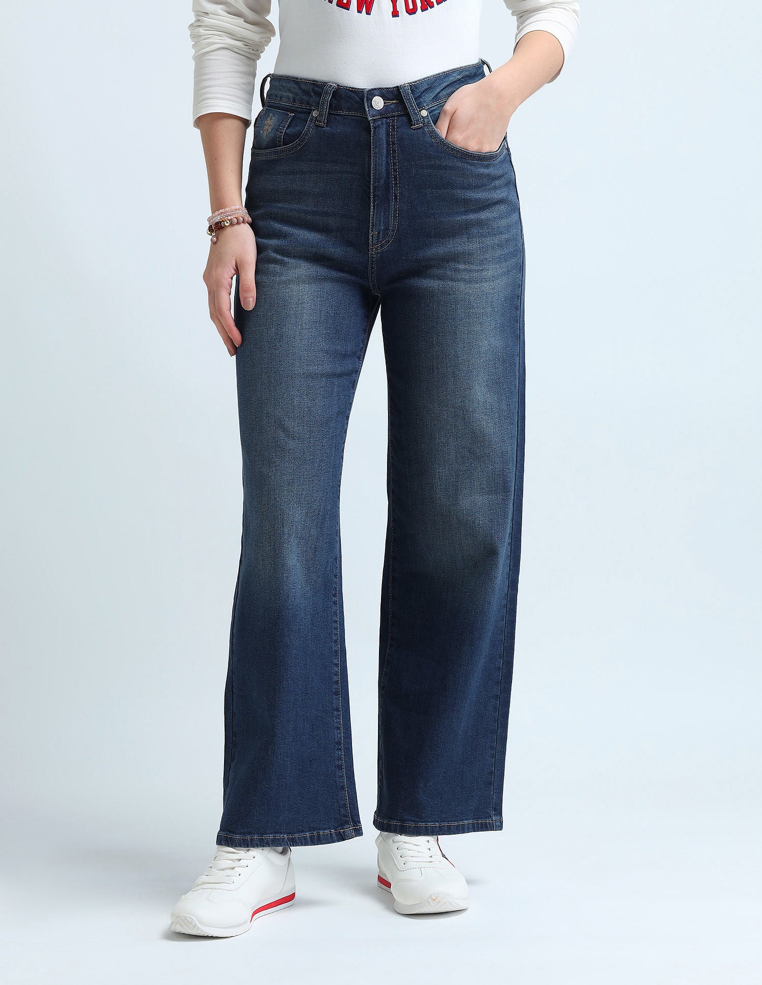 Wide Leg Fit Blue Jeans Blue - U.S. POLO ASSN. | Large