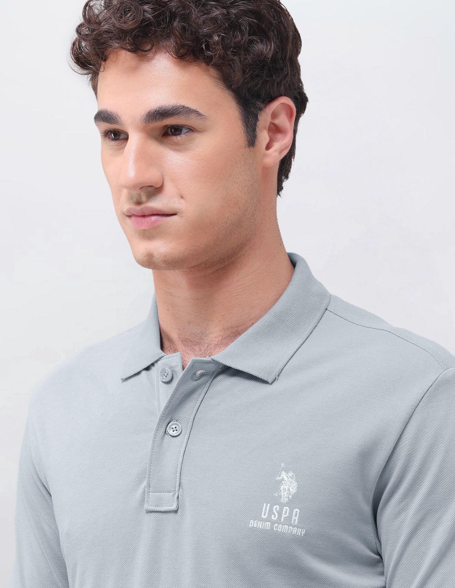 Solid Slim Fit Polo Shirt Grey - U.S. Polo Assn. India | Large