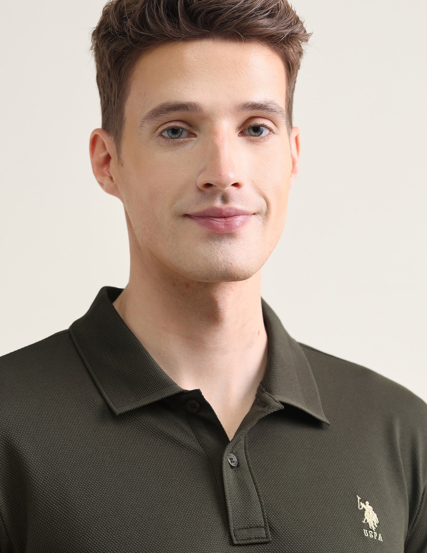 Solid Slim Fit Polo Shirt Olive - U.S. Polo Assn. India | Large
