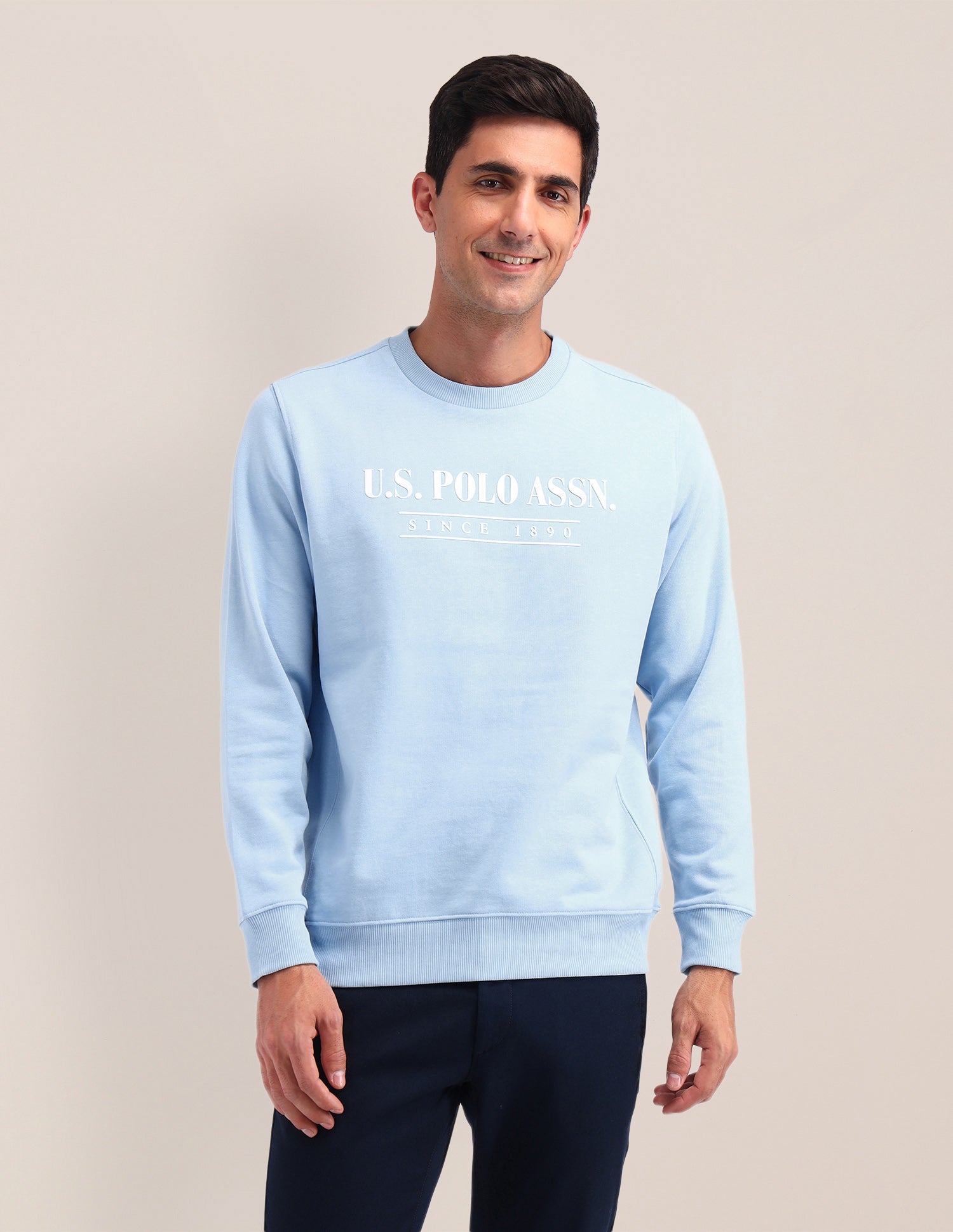 Brand Printed Regular Fit Sweatshirt Blue - U.S. Polo Assn. India | Large