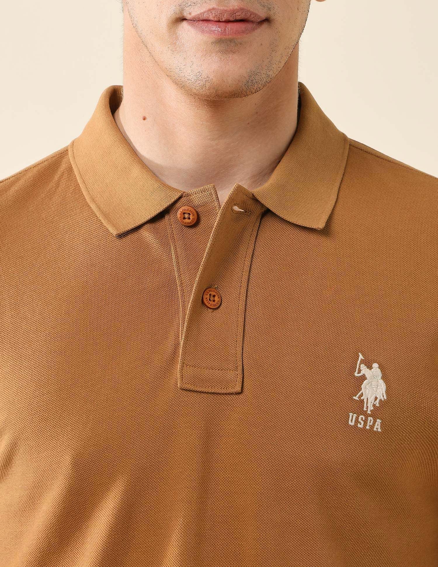 Pure Cotton Slim Fit Polo Shirt Brown - U.S. Polo Assn. India | Large