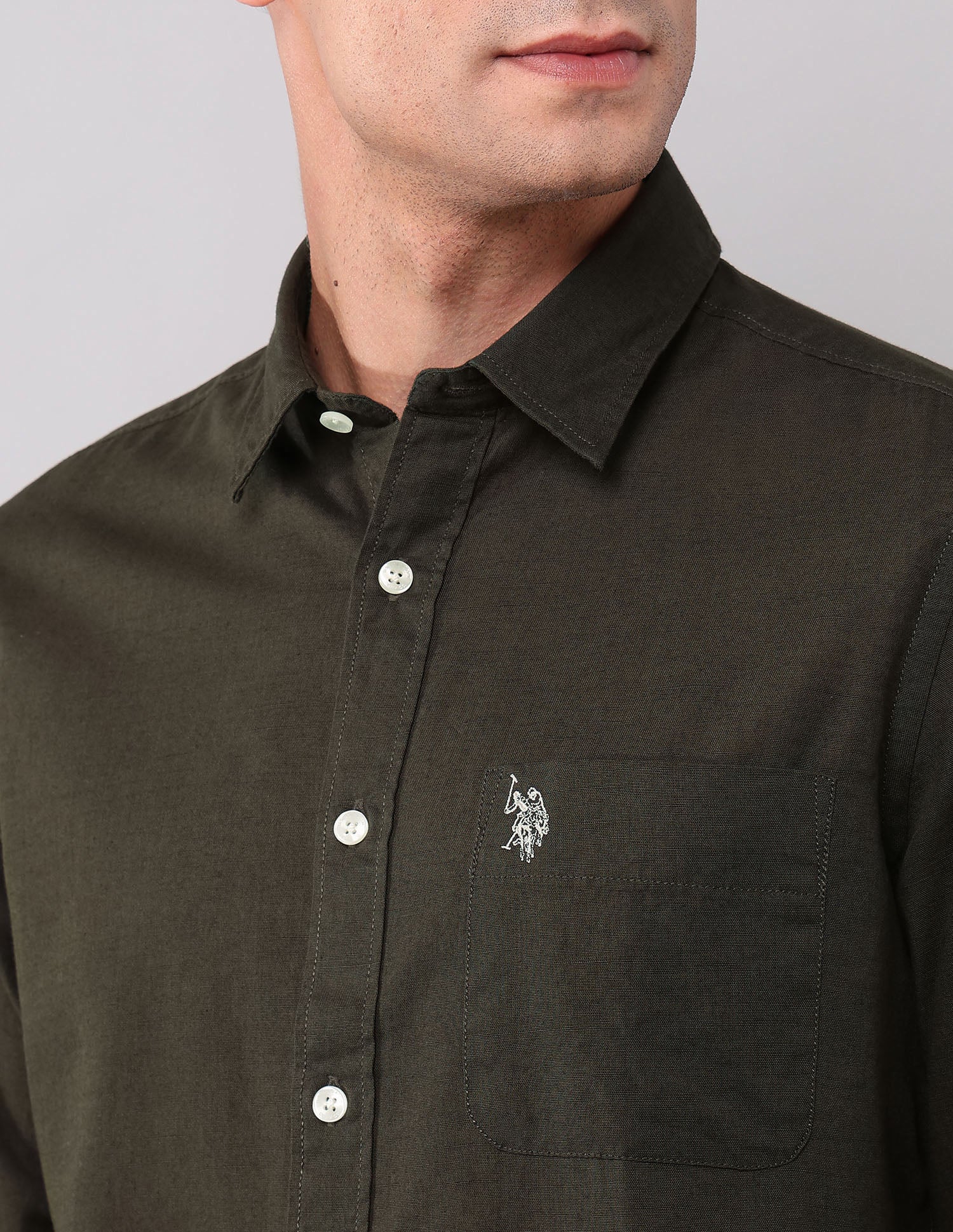 Solid Pure Cotton Shirt Brown - U.S. Polo Assn. India | Large