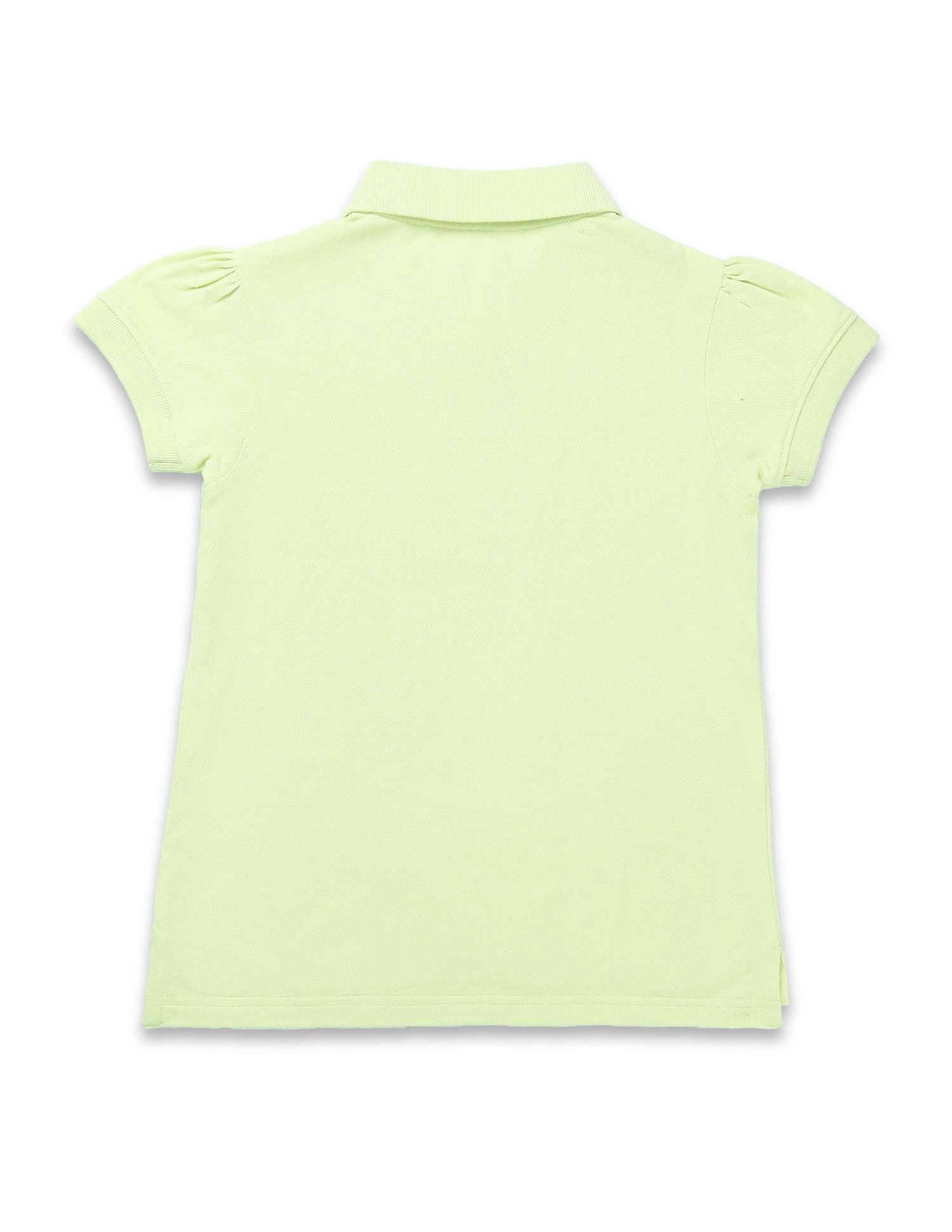 Girls Brand Printed Relaxed Fit Polo Shirt Yellow - U.S. POLO ASSN. | Large