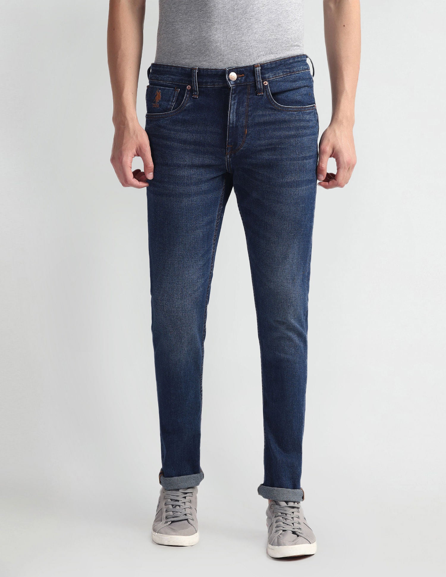 Brandon Slim Tapered Fit Blue Jeans Blue - U.S. Polo Assn. India | Large