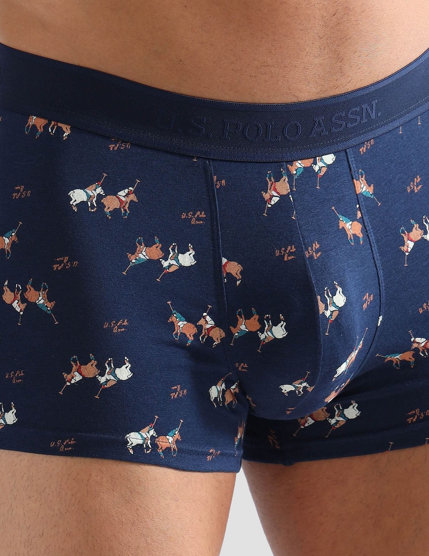 Anti Microbial Printed PT005 Trunks - Pack of 1 Navy - U.S. POLO ASSN. | Large