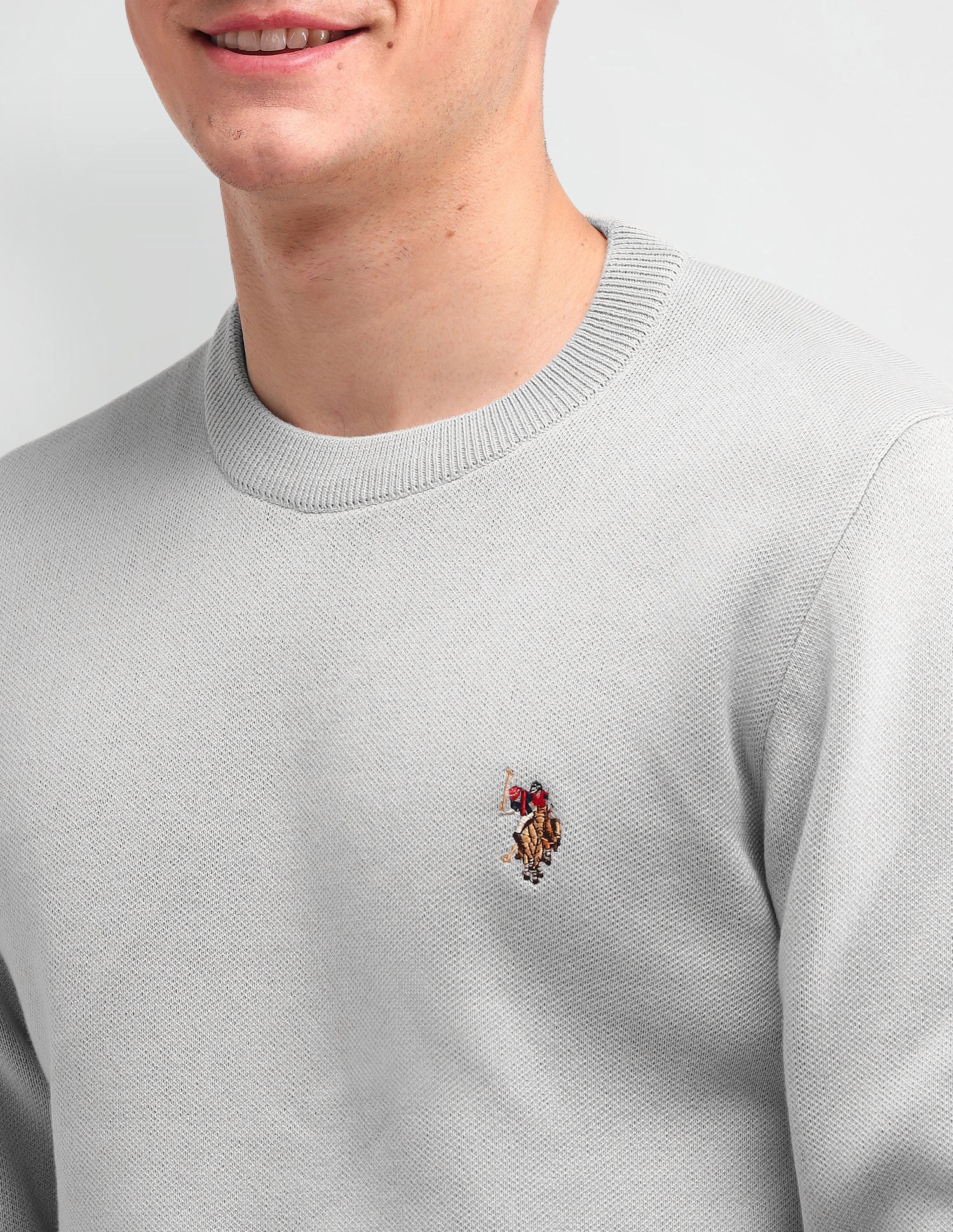 Solid Regular Fit Sweater Grey - U.S. POLO ASSN. | Large