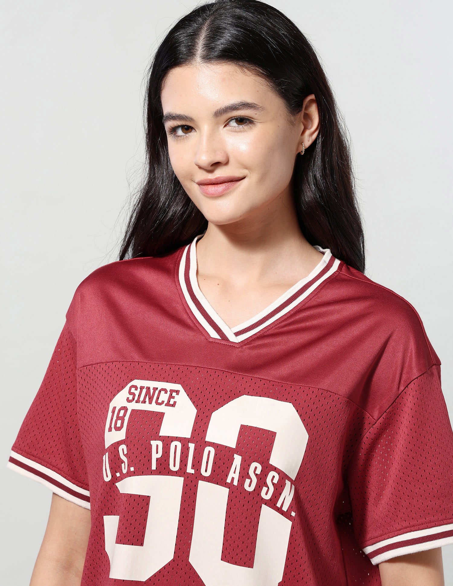 Brand Printed Sporty Mesh T-Shirt Dark Red - U.S. Polo Assn. India | Large