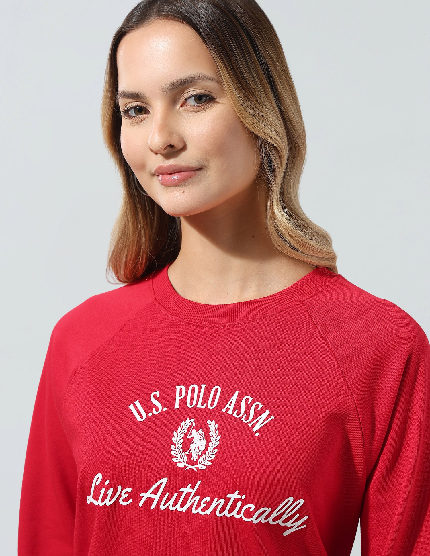 Brand Printed Relaxed Fit Sweatshirt Red - U.S. Polo Assn. India | Large