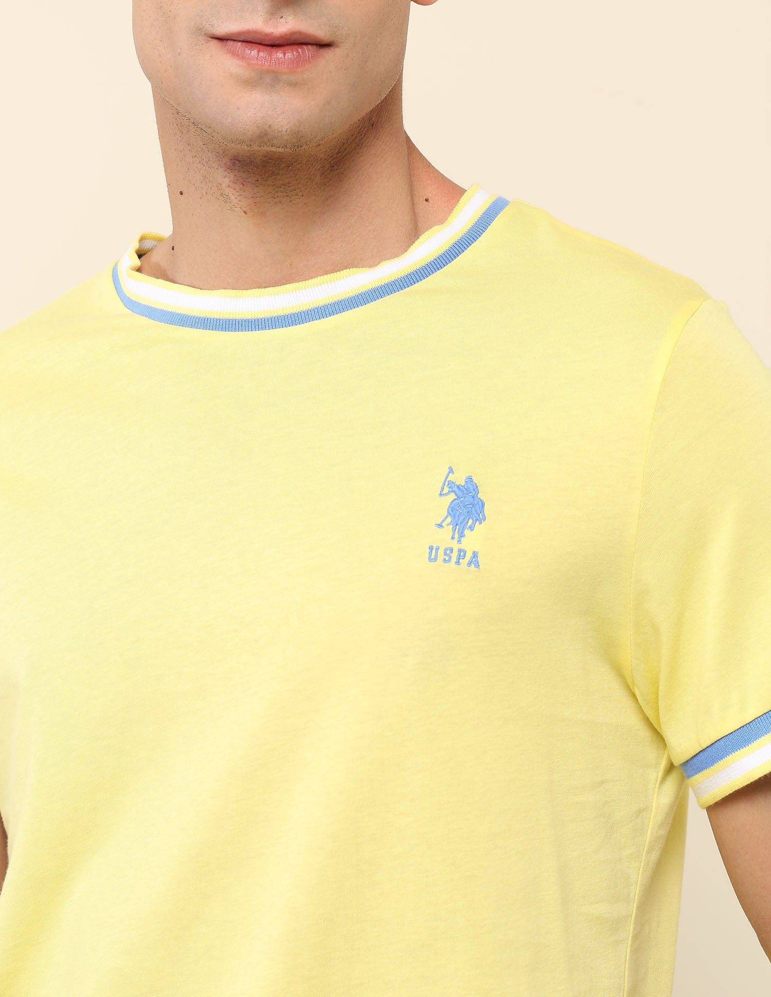 Solid Slim Fit T- Shirt Yellow - U.S. Polo Assn. India | Large