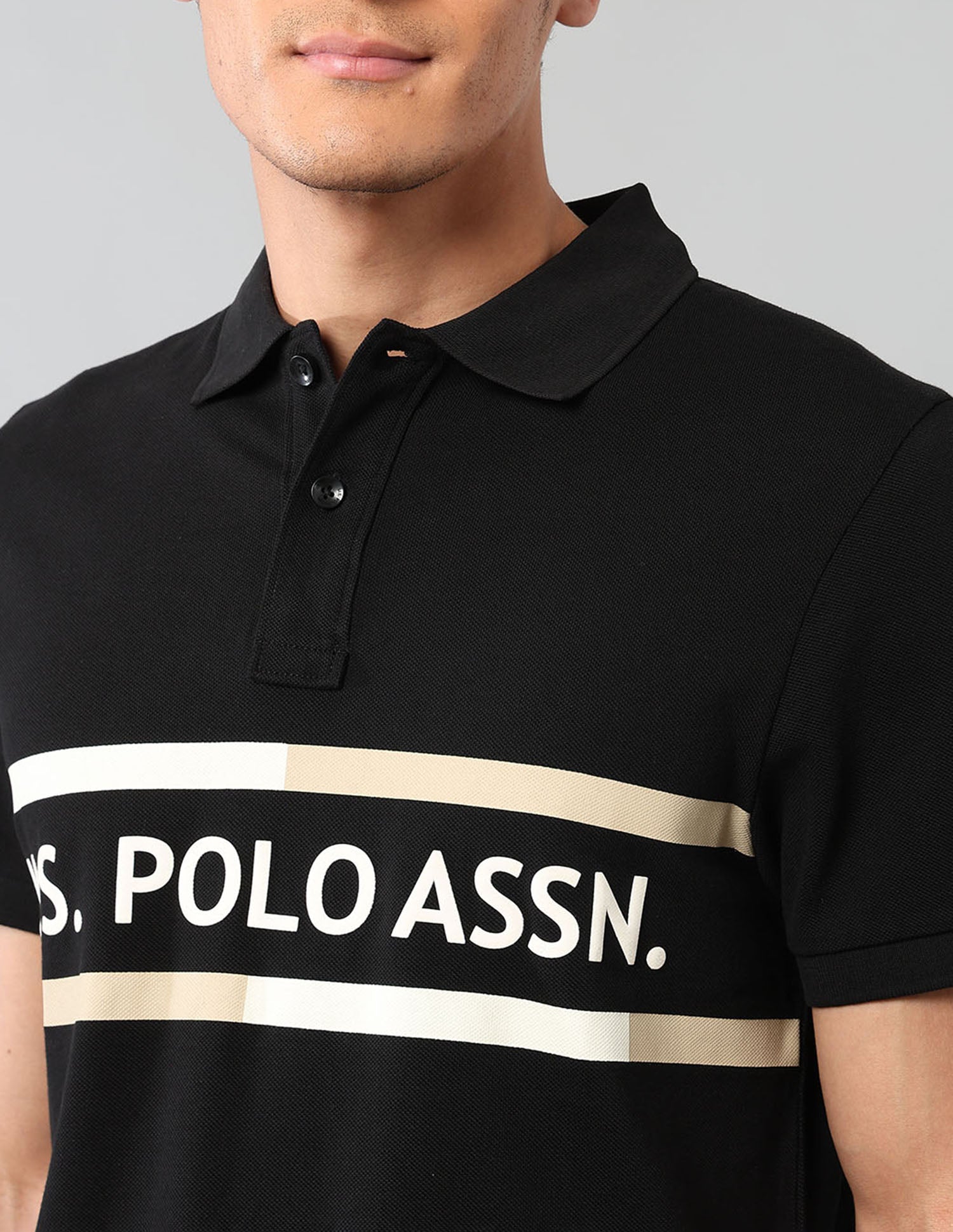 Brand Printed Americana Polo Shirt Black - U.S. POLO ASSN. | Large