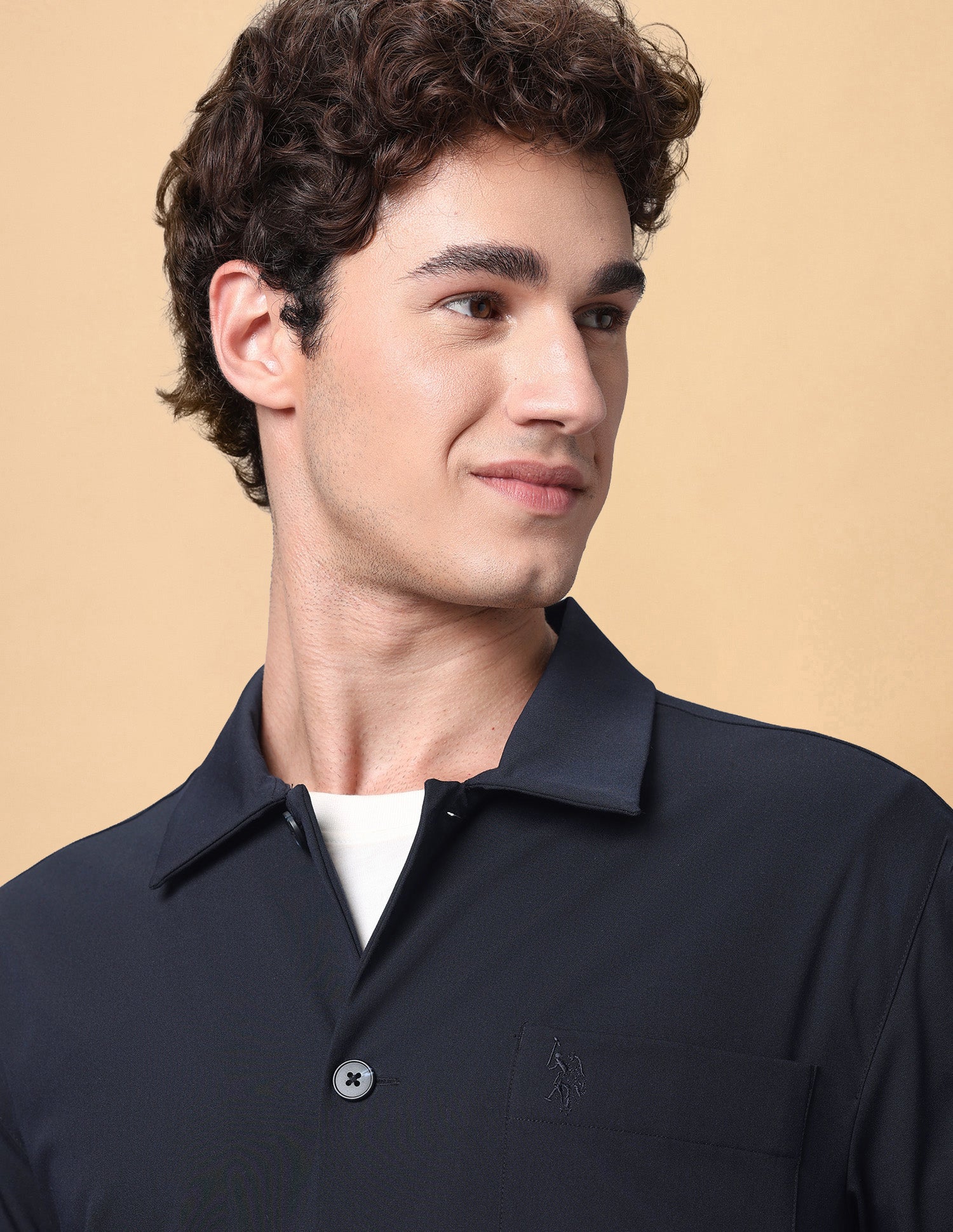 Pacho X Solid Regular Fit Shacket Navy - U.S. Polo Assn. India | Large