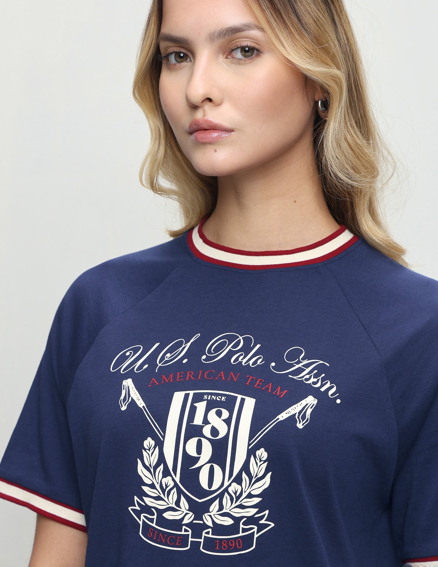 Graphic Brand Printed Boxy Fit T-Shirt Dark Blue - U.S. Polo Assn. India | Large