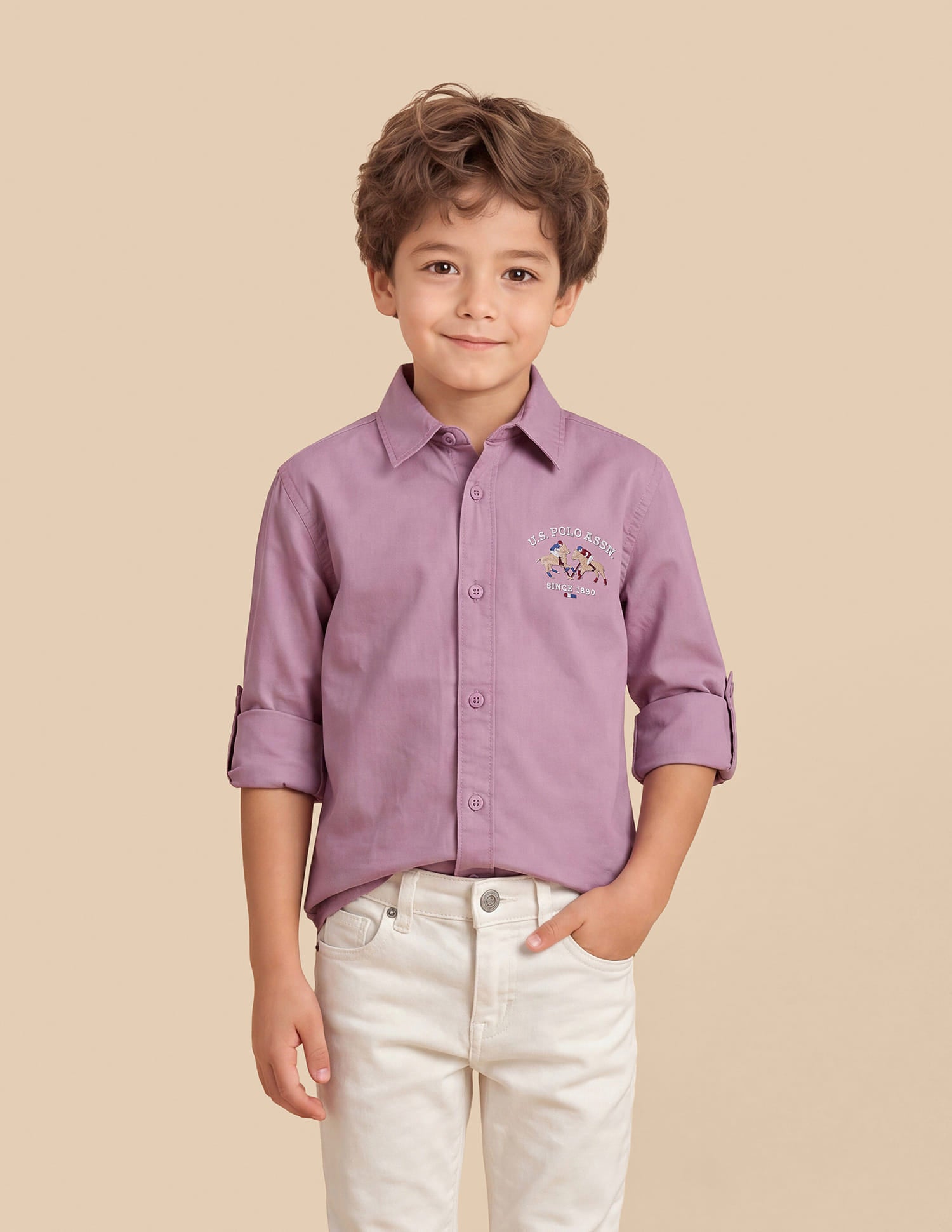 Solid Regular Fit Shirt Dusty Pink - U.S. Polo Assn. India | Large