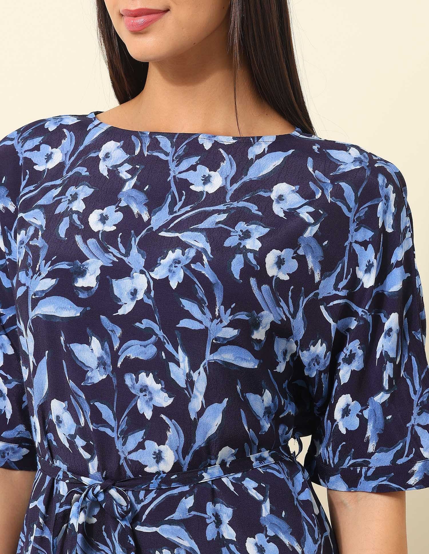 Floral Printed Fit & Flare Midi Dress Multi-colour - U.S. Polo Assn. India | Large