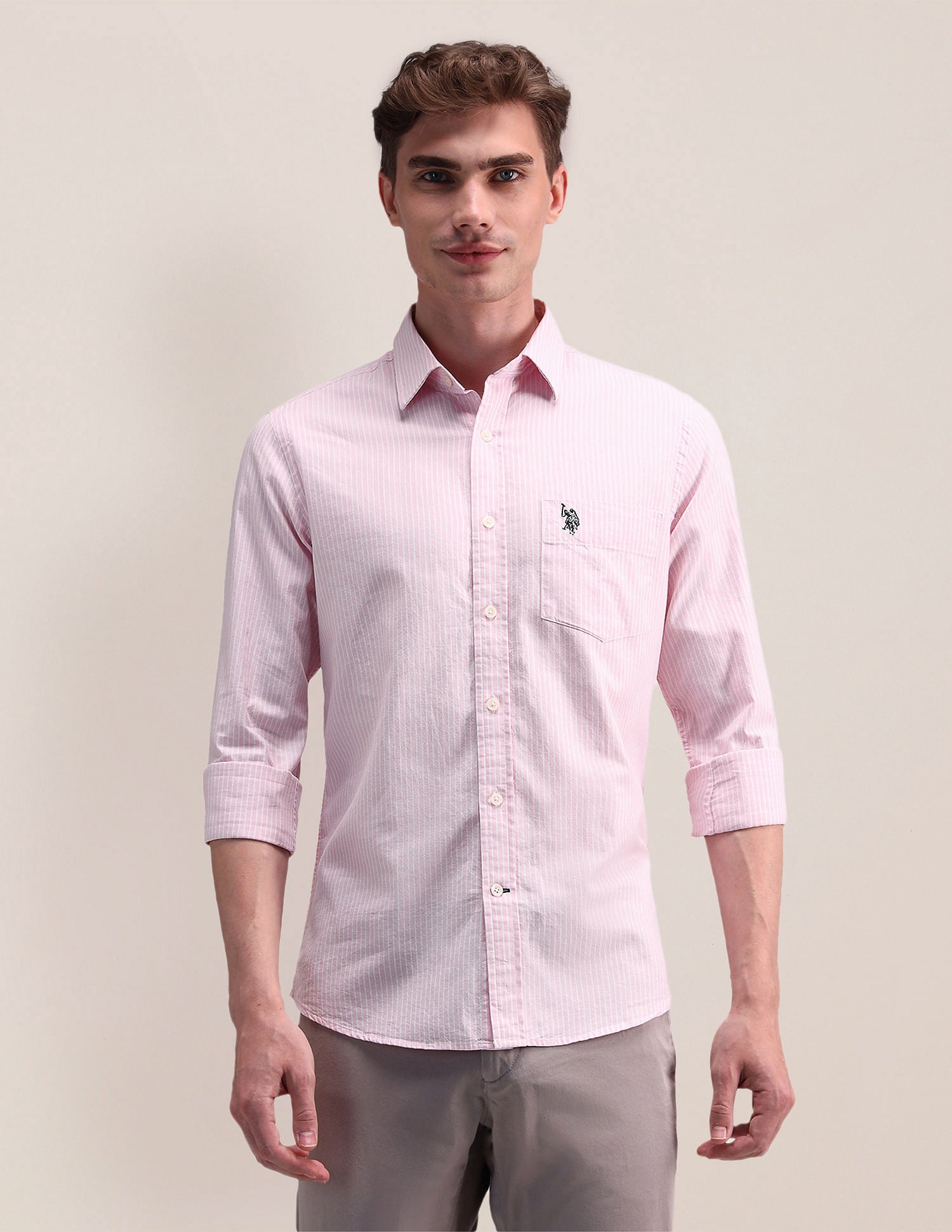 Regular Fit Dobby Shirt Pink - U.S. POLO ASSN. | Large