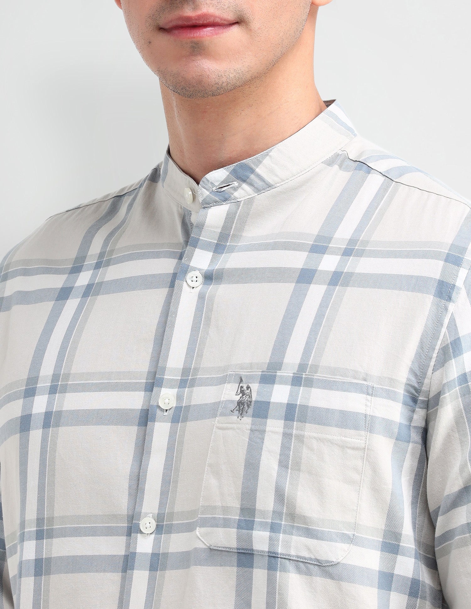 Grid Tattersall Checked Slim Fit Shirt Beige - U.S. POLO ASSN. | Large