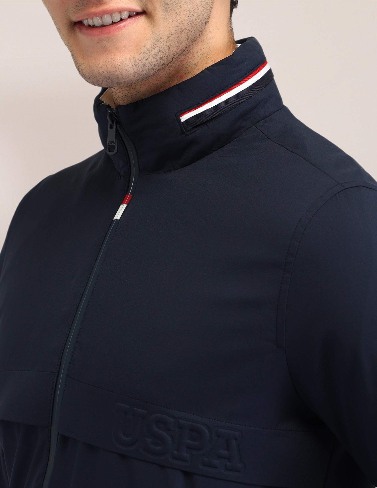 Solid Regular Fit Jacket Navy - U.S. Polo Assn. India | Large