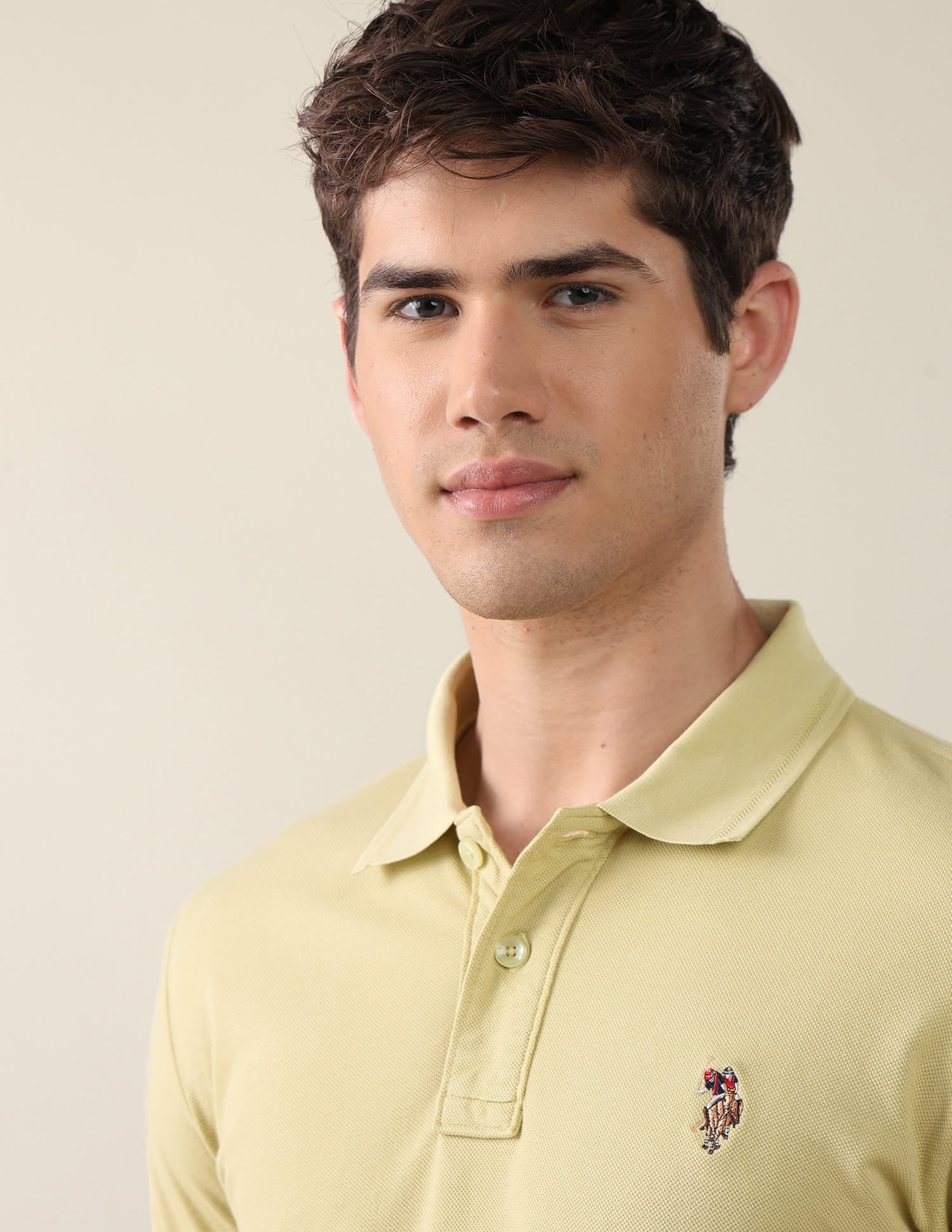 Solid Slim Fit Polo Shirt Yellow - U.S. Polo Assn. India | Large