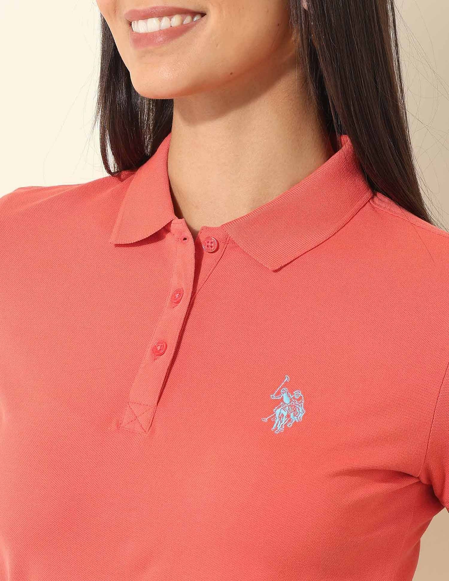 Regular Fit Solid Polo Shirt Coral - U.S. POLO ASSN. | Large