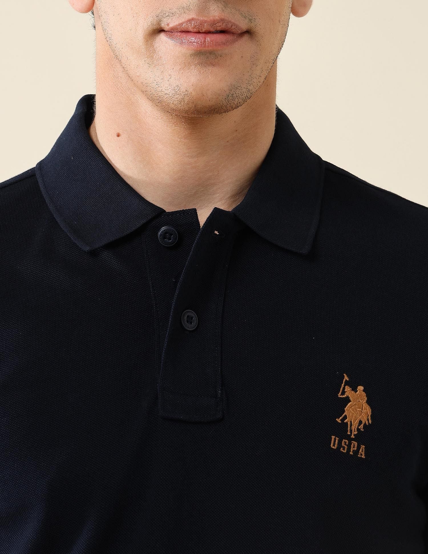 Pure Cotton Slim Fit Polo Shirt Navy - U.S. Polo Assn. India | Large