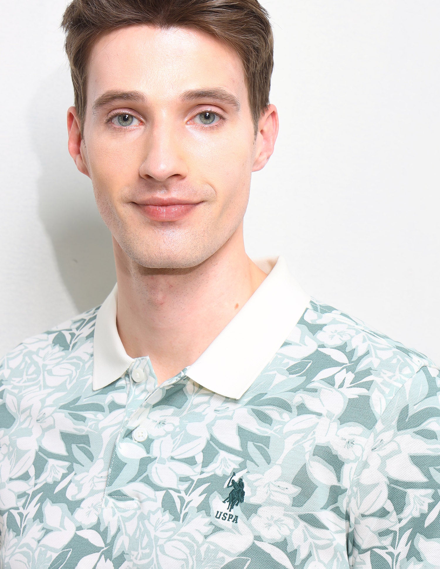 Floral Printed Slim Fit Polo Shirt Light Brown - U.S. Polo Assn. India | Large