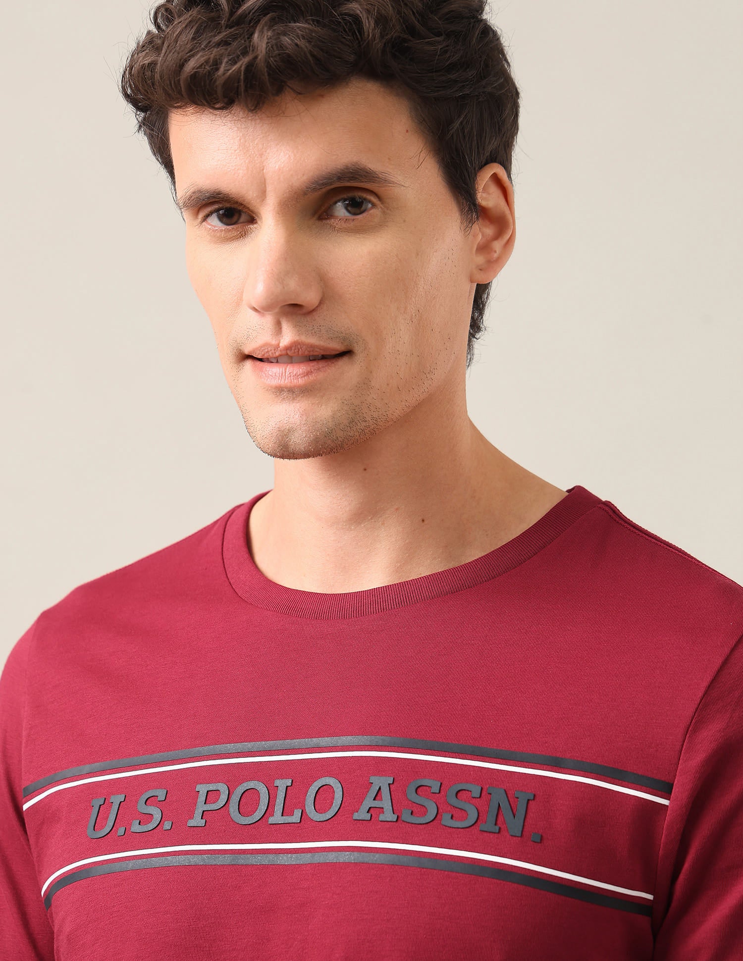 Brand Embossed Regular Fit T-Shirt Red - U.S. Polo Assn. India | Large