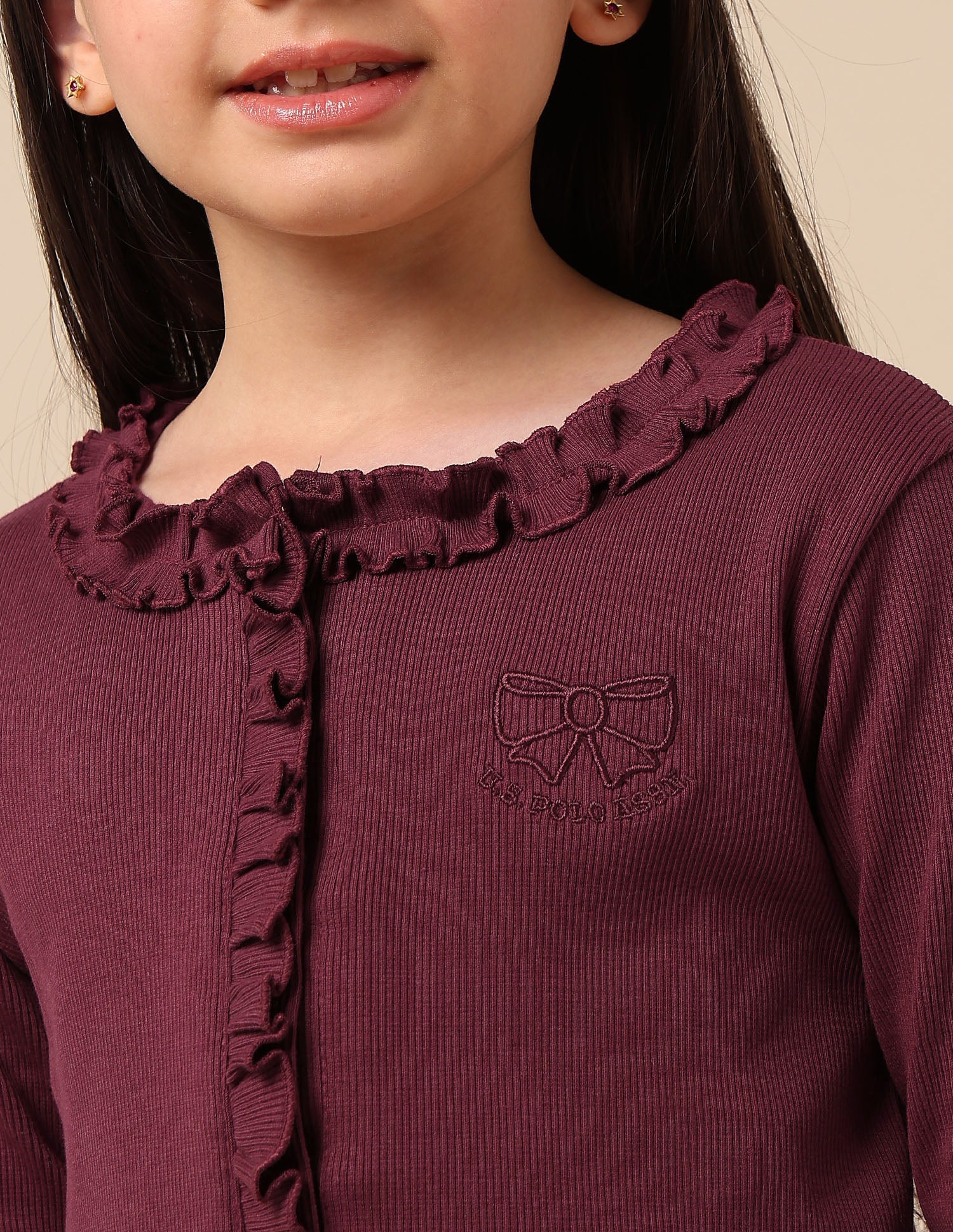 Girls Textured Slim Fit Top Burgundy - U.S. POLO ASSN. | Large