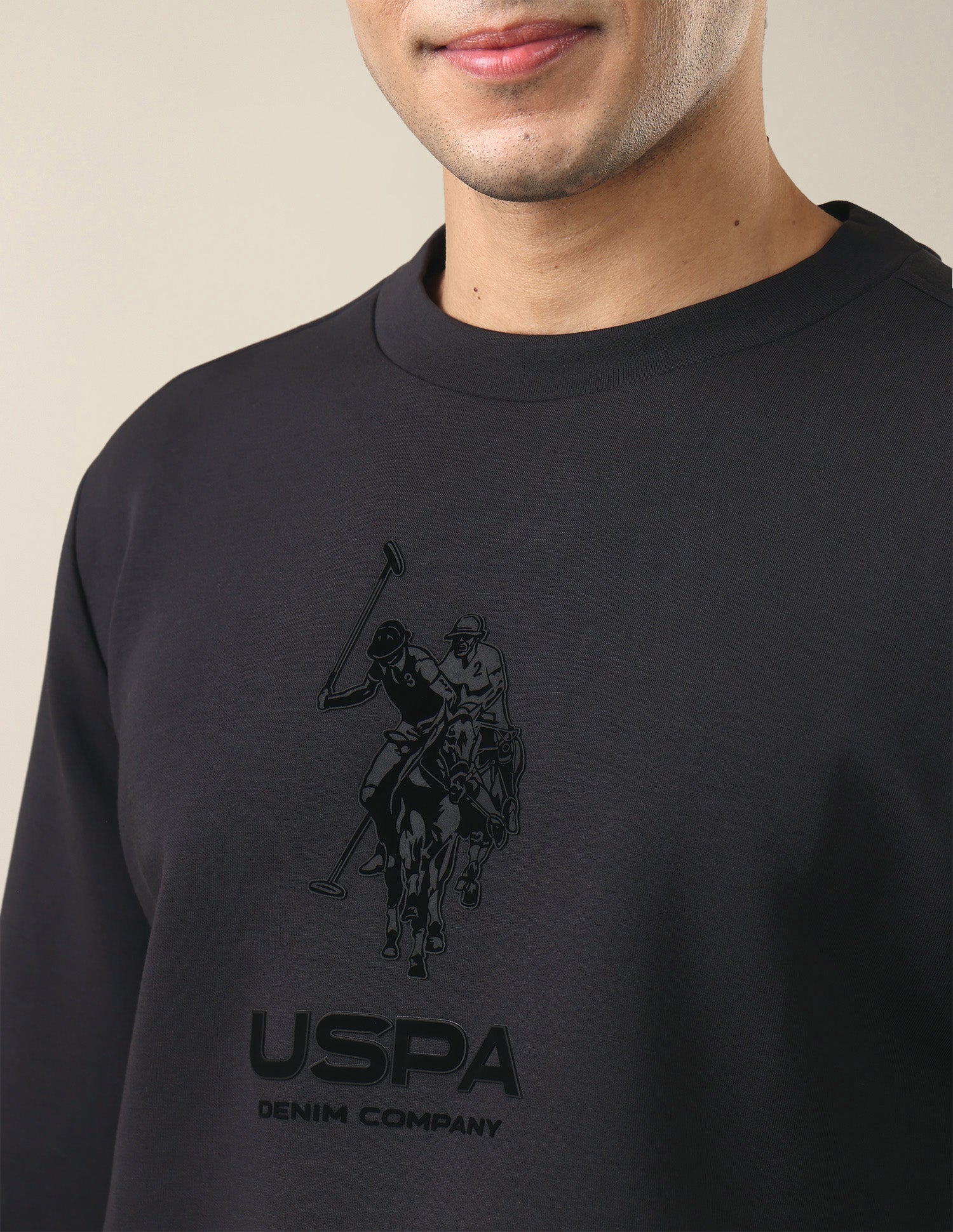 Brand Applique Regular Fit Sweatshirt Dark Grey - U.S. Polo Assn. India | Large