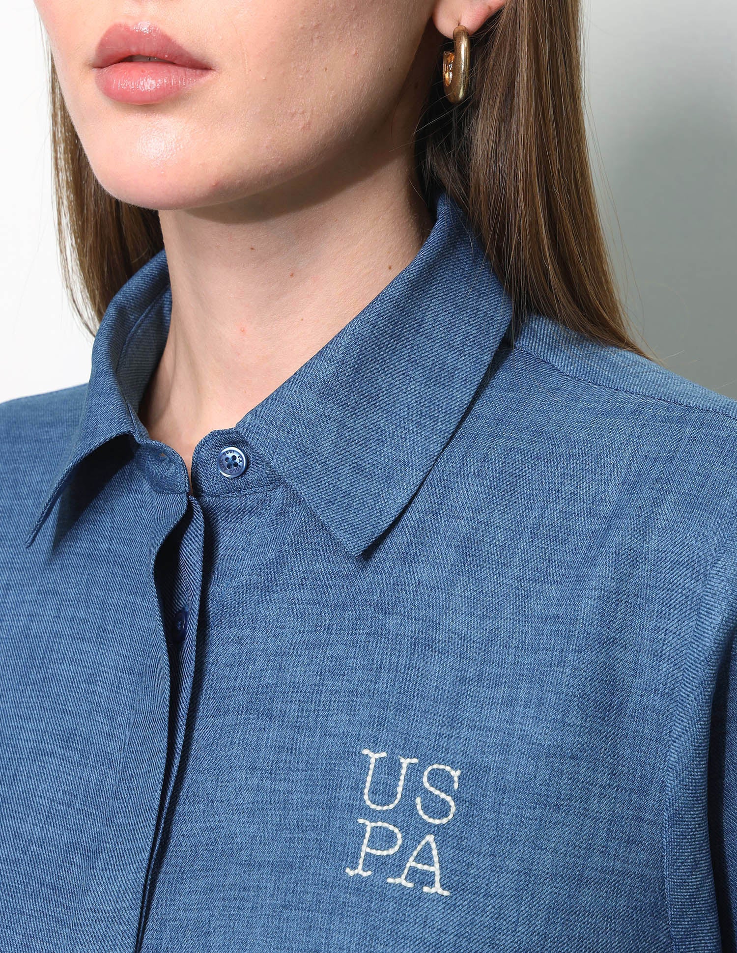 Regular Fit Concealed Placket Shirt Blue - U.S. Polo Assn. India | Large