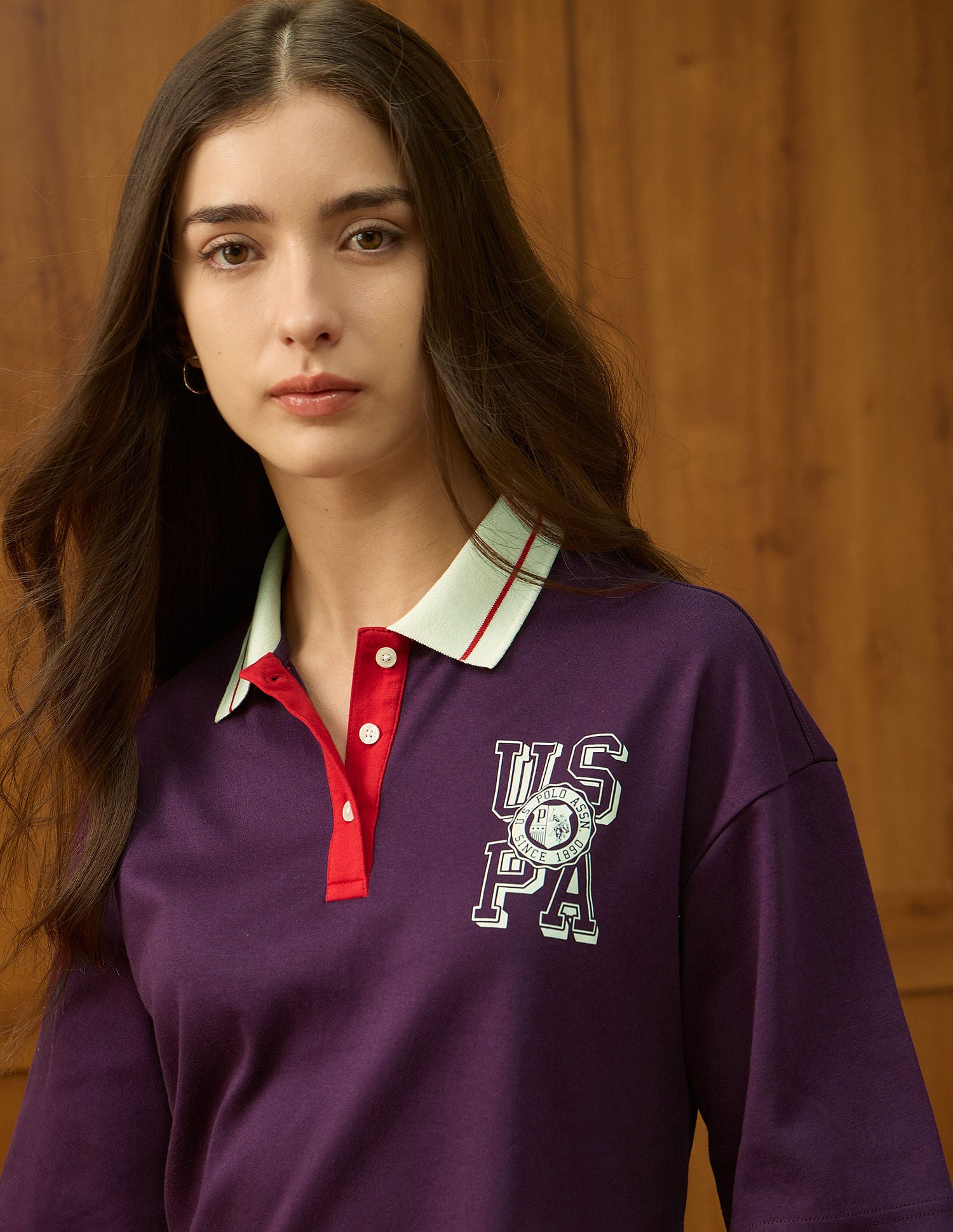 Oversized Fit Solid Polo Shirt Wine - U.S. POLO ASSN. | Large