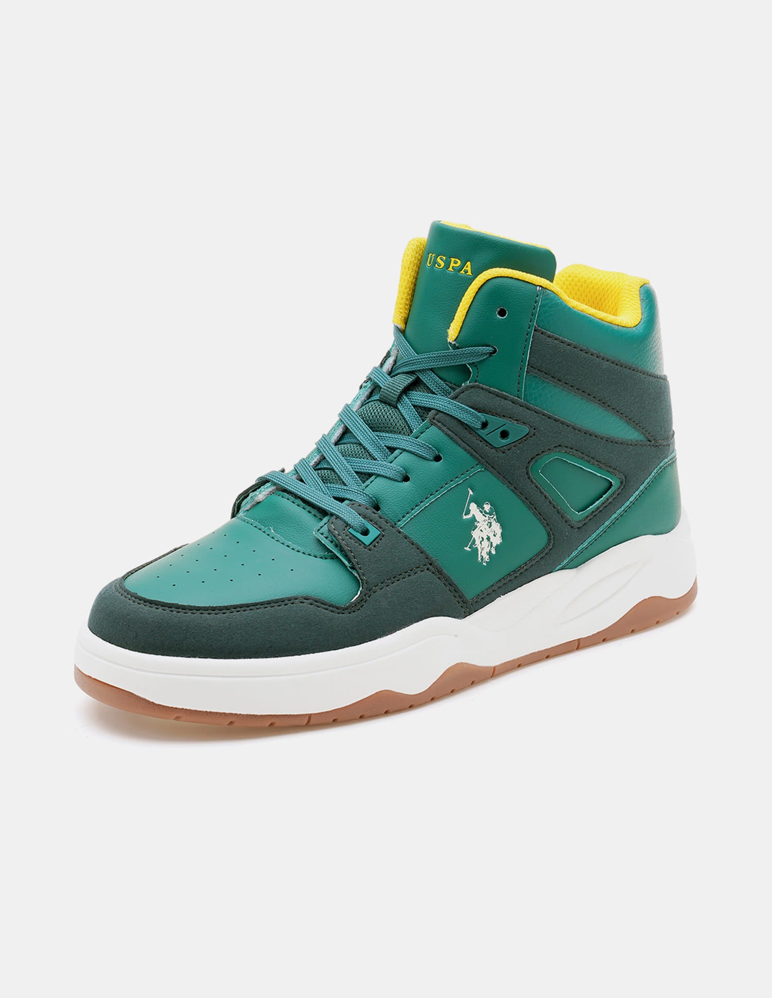 Men Bruce Mid Top Sneakers Green - U.S. Polo Assn. India | Large