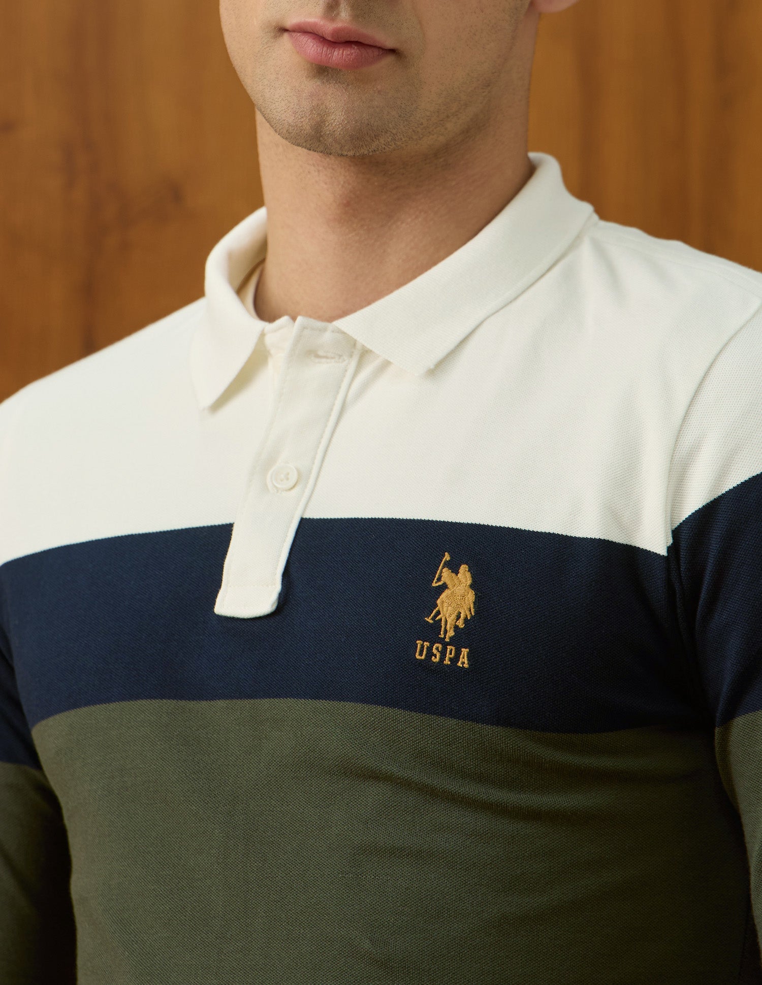 Colourblocked Equestrian Aisle Theater Polo Shirt Olive - U.S. POLO ASSN. | Large