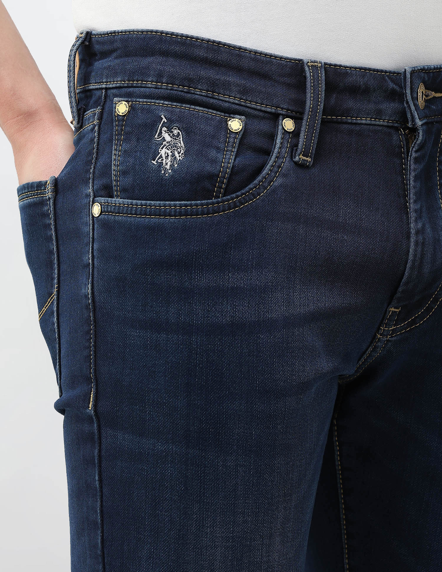 Brandon Slim Tapered Fit Blue Jeans Dark Blue - U.S. Polo Assn. India | Large