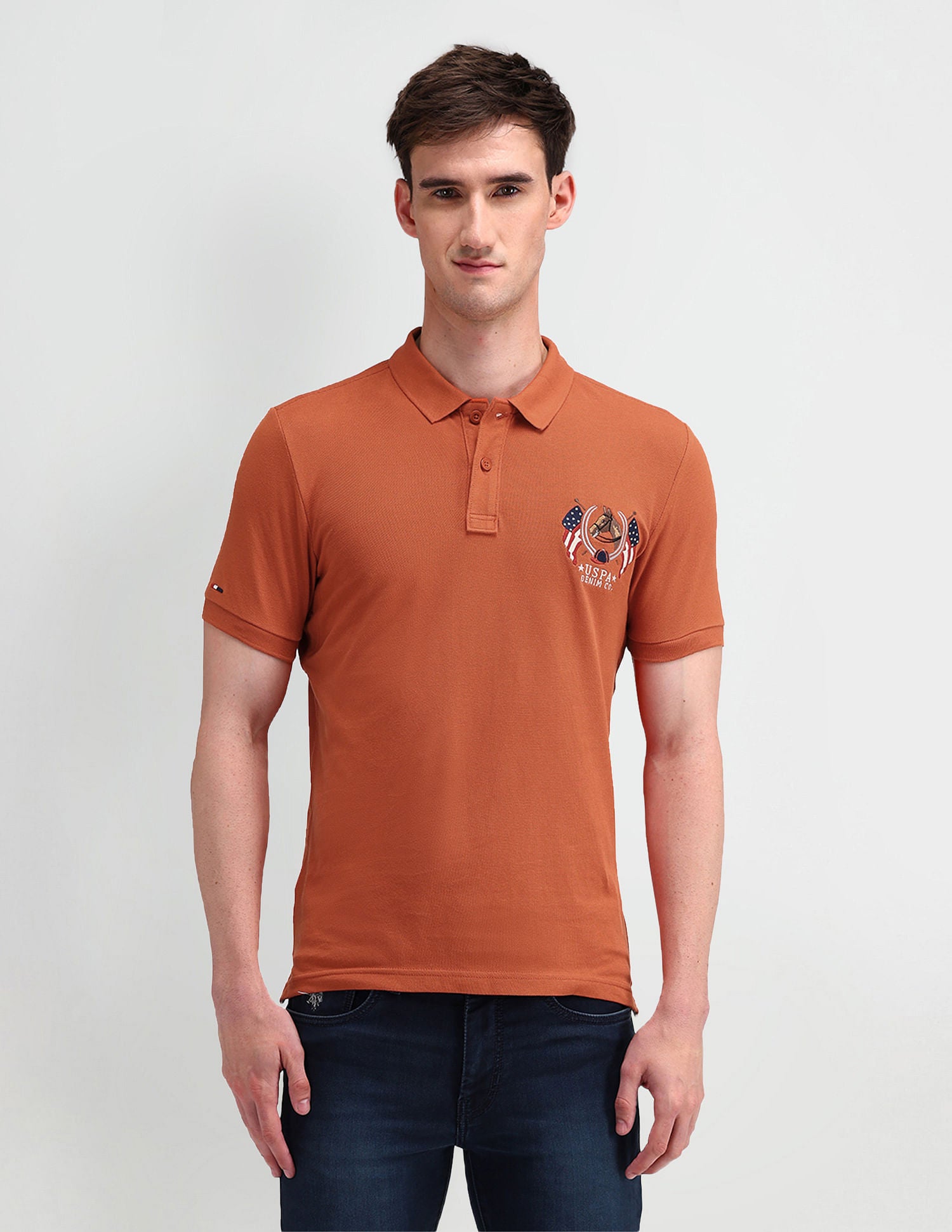 Muscle Fit Solid Polo Shirt Rust - U.S. POLO ASSN. | Large