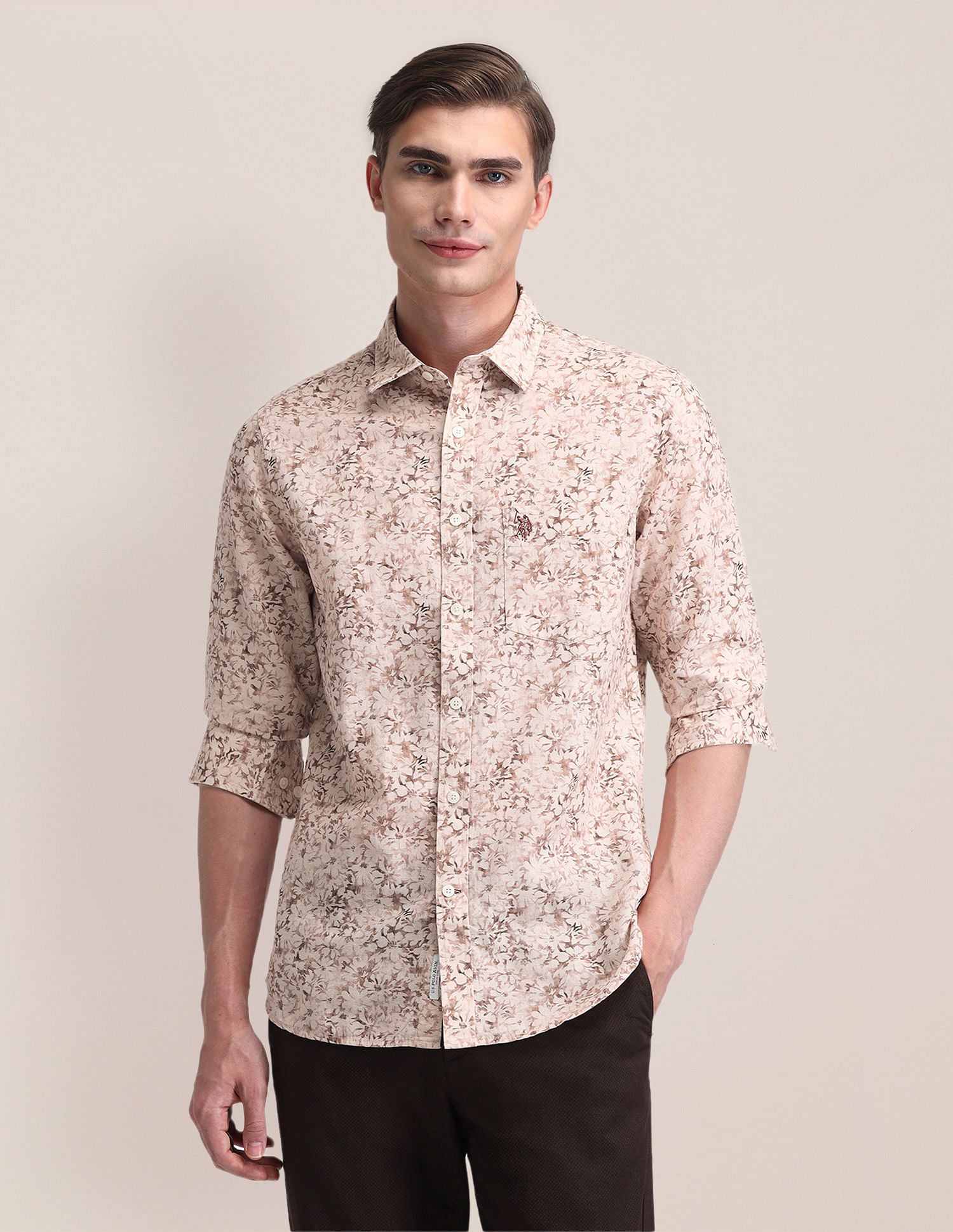 Tailored Fit Printed Shirt Pink - U.S. Polo Assn. India | Large