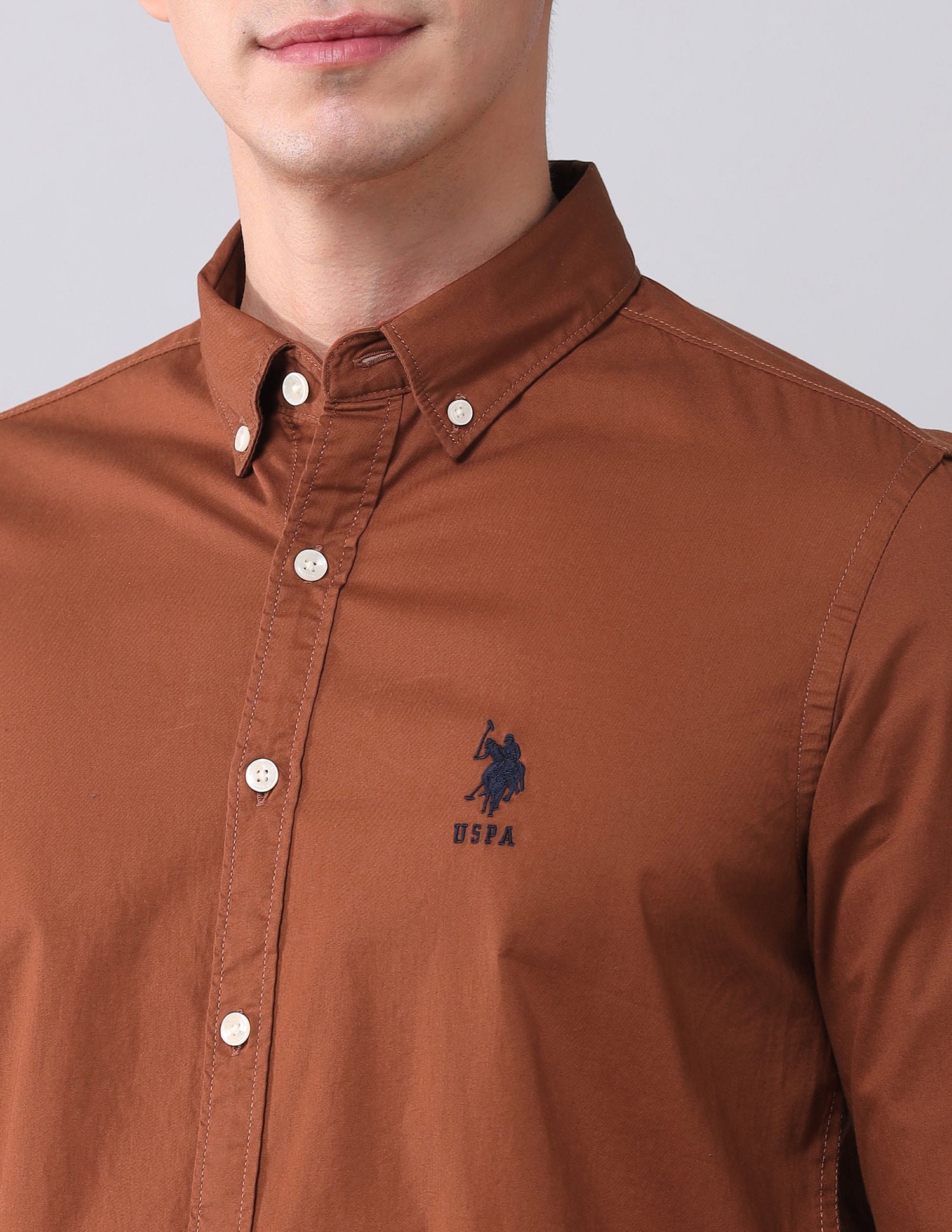 Regular Fit Twill Solid Shirt Rust - U.S. POLO ASSN. | Large