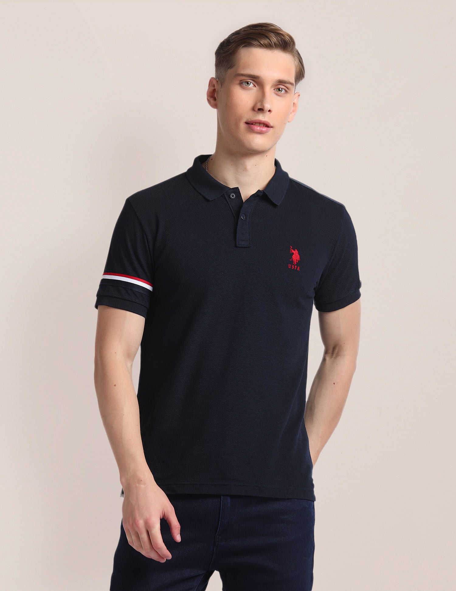 Slim Fit Logo Polo Shirt Navy - U.S. Polo Assn. India | Large