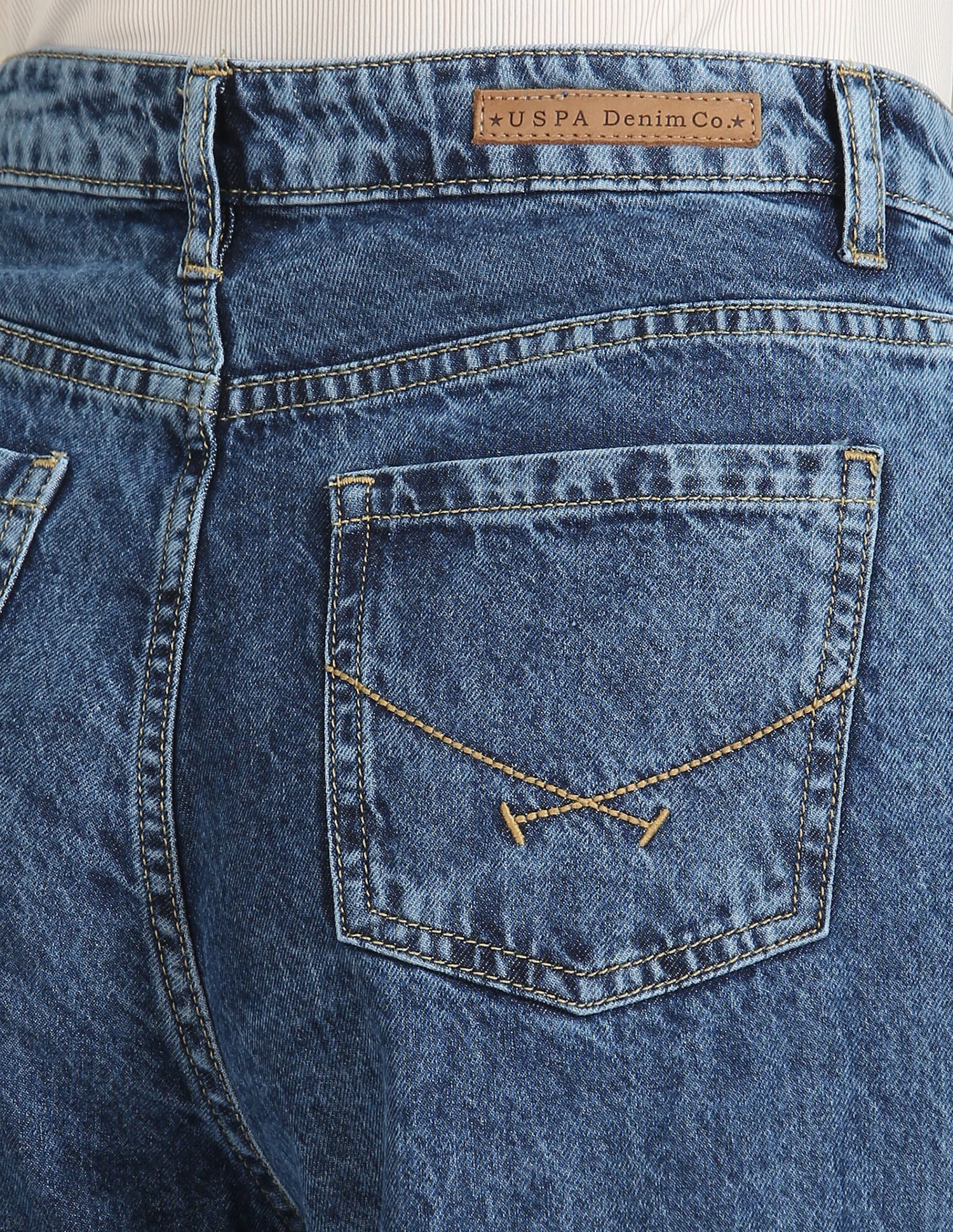 Wide Leg Mid Rise Jeans Blue - U.S. POLO ASSN. | Large