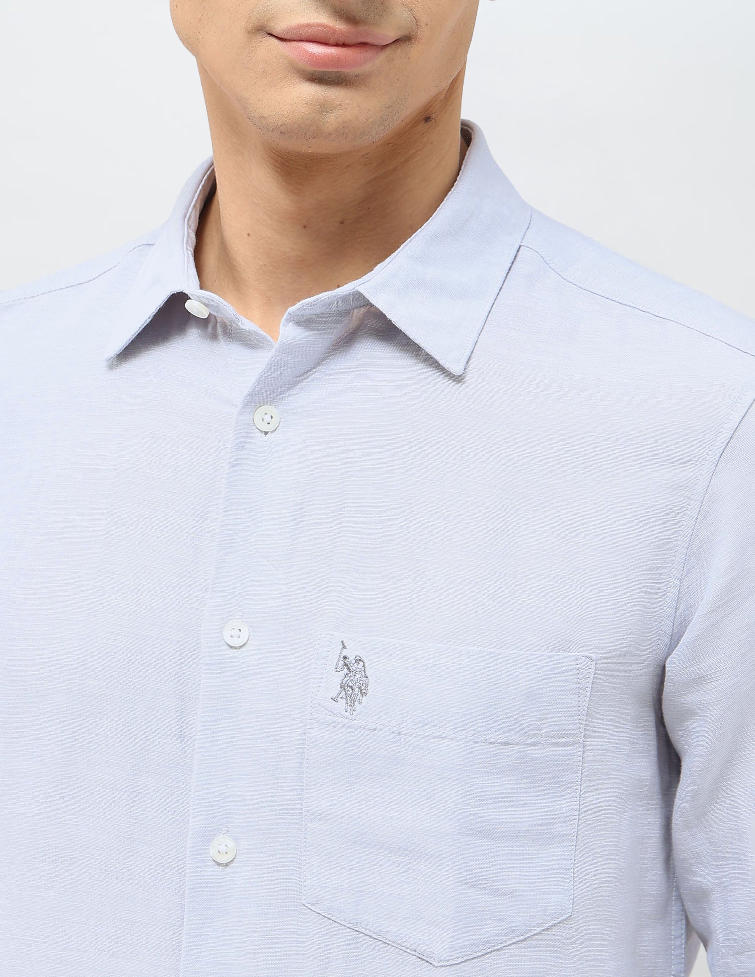 Tailored Fit Solid Shirt Light Grey - U.S. POLO ASSN. | Large