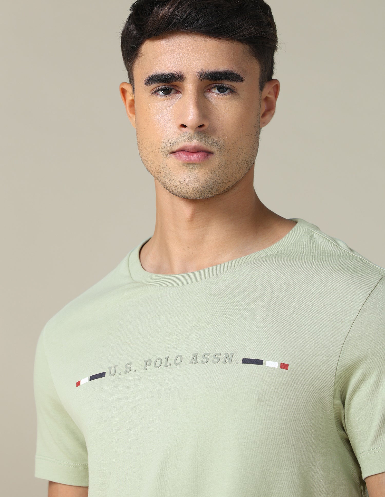 Regular Fit Solid T-shirt Light Olive - U.S. Polo Assn. India | Large