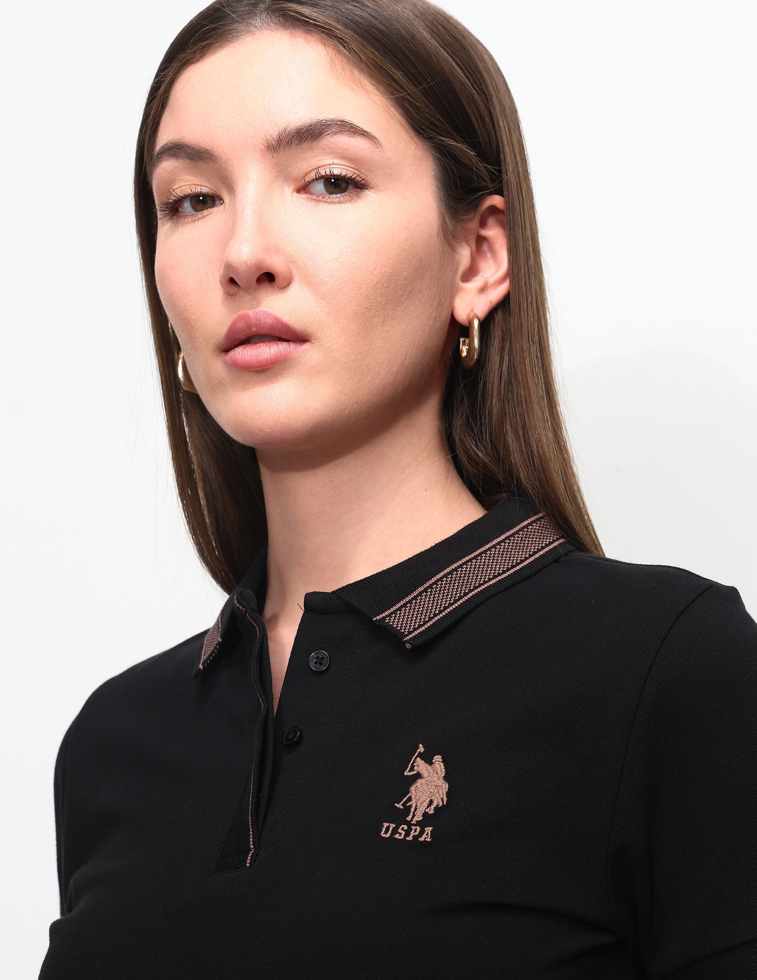 Regular Fit Solid Polo Shirt Black - U.S. Polo Assn. India | Large