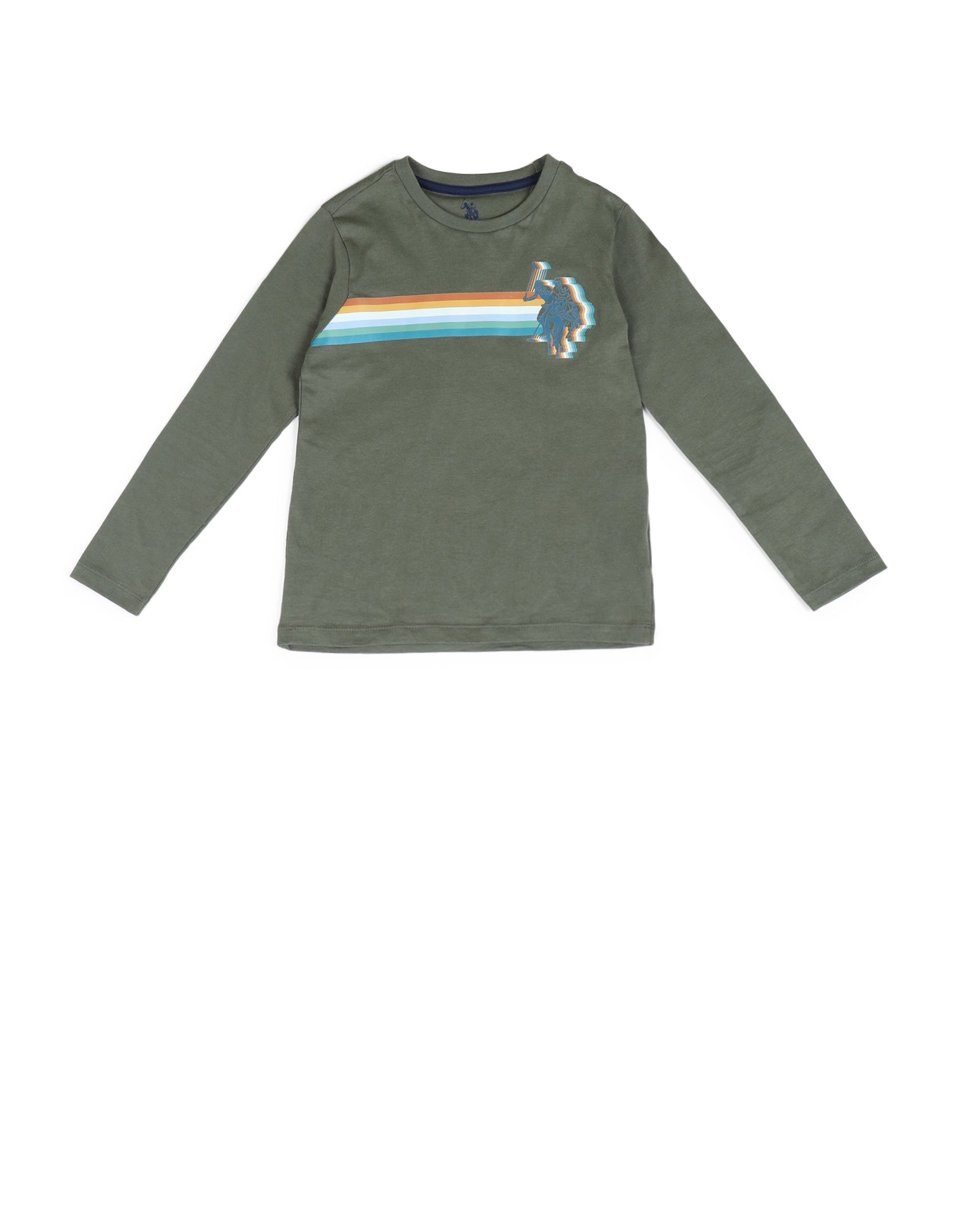 Boys Brand Printed Regular Fit T-Shirt Olive - U.S. POLO ASSN. | Large