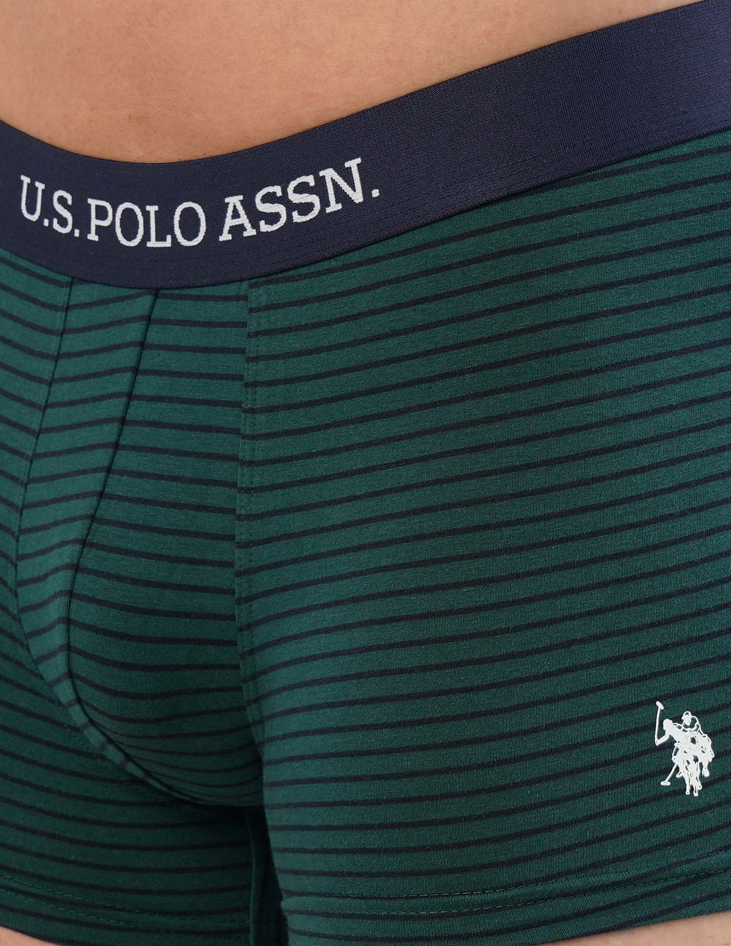 Horizontal Striped ET005 Trunks - Pack Of 2 Green and Red - U.S. POLO ASSN. | Large