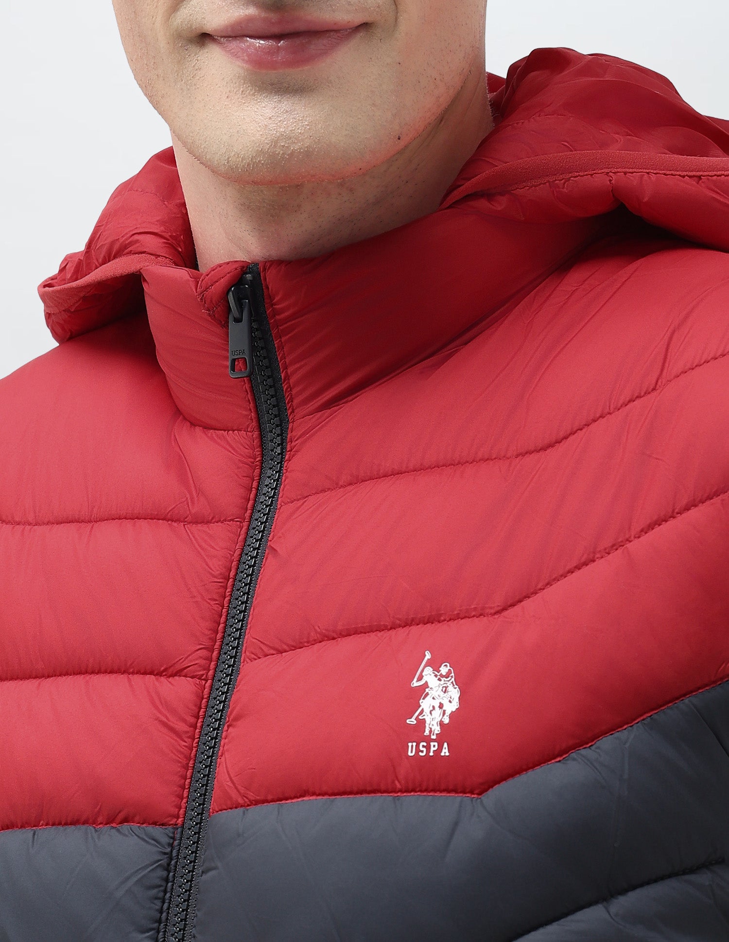 Colour Blocked Removable Hood Puffer Jacket Navy - U.S. POLO ASSN. | Large