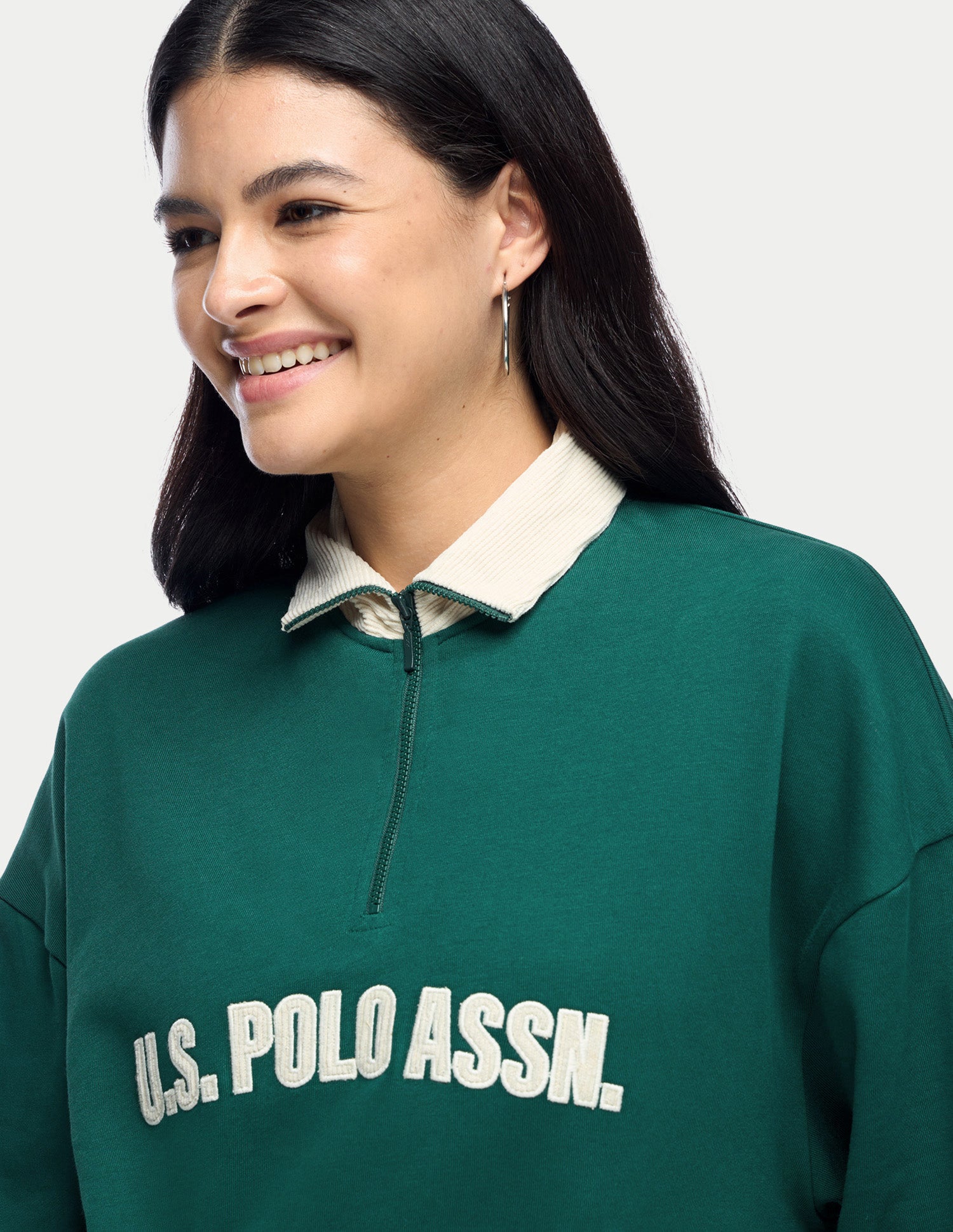 Brand Applique Relaxed Fit Sweatshirt Dark Green - U.S. Polo Assn. India | Large
