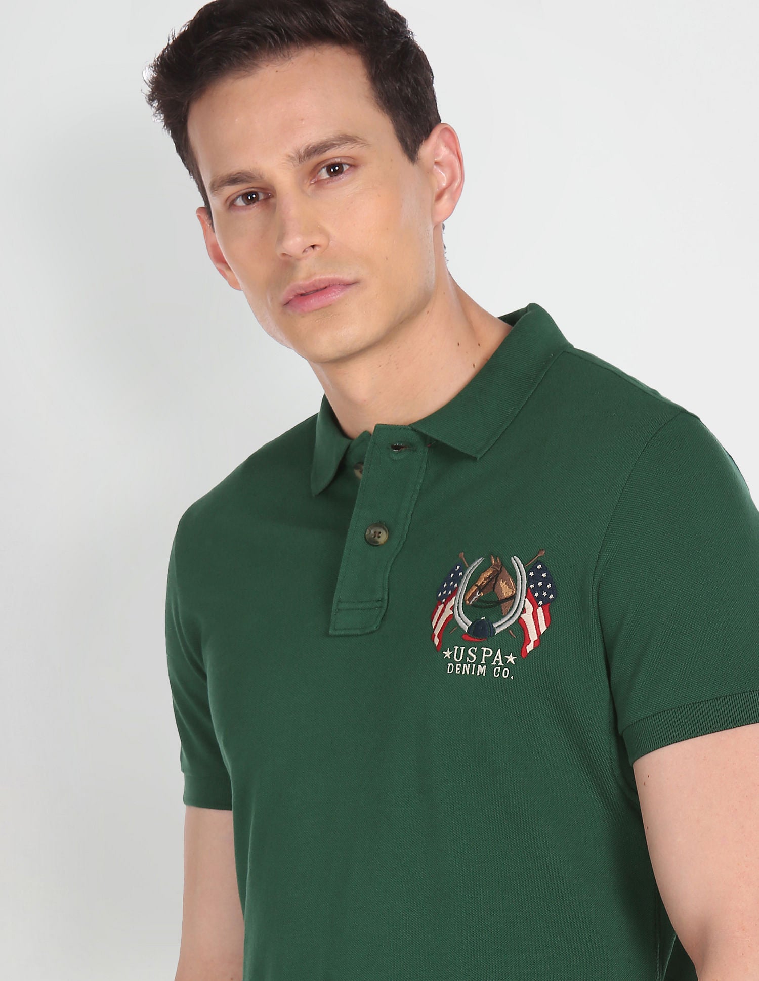 Cotton Solid Polo Shirt Dark Green - U.S. POLO ASSN. | Large