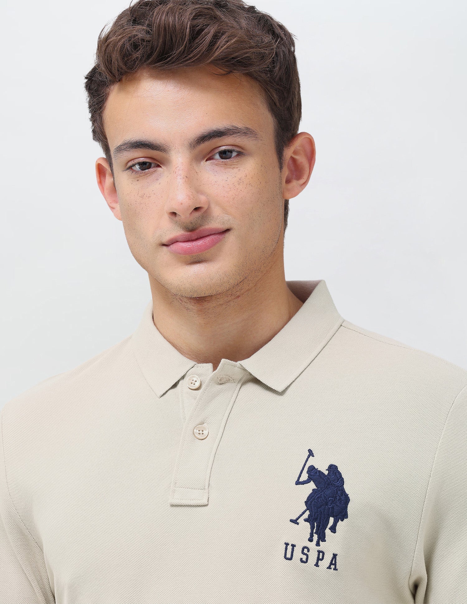 Solid Slim Fit Polo Shirt Beige - U.S. Polo Assn. India | Large