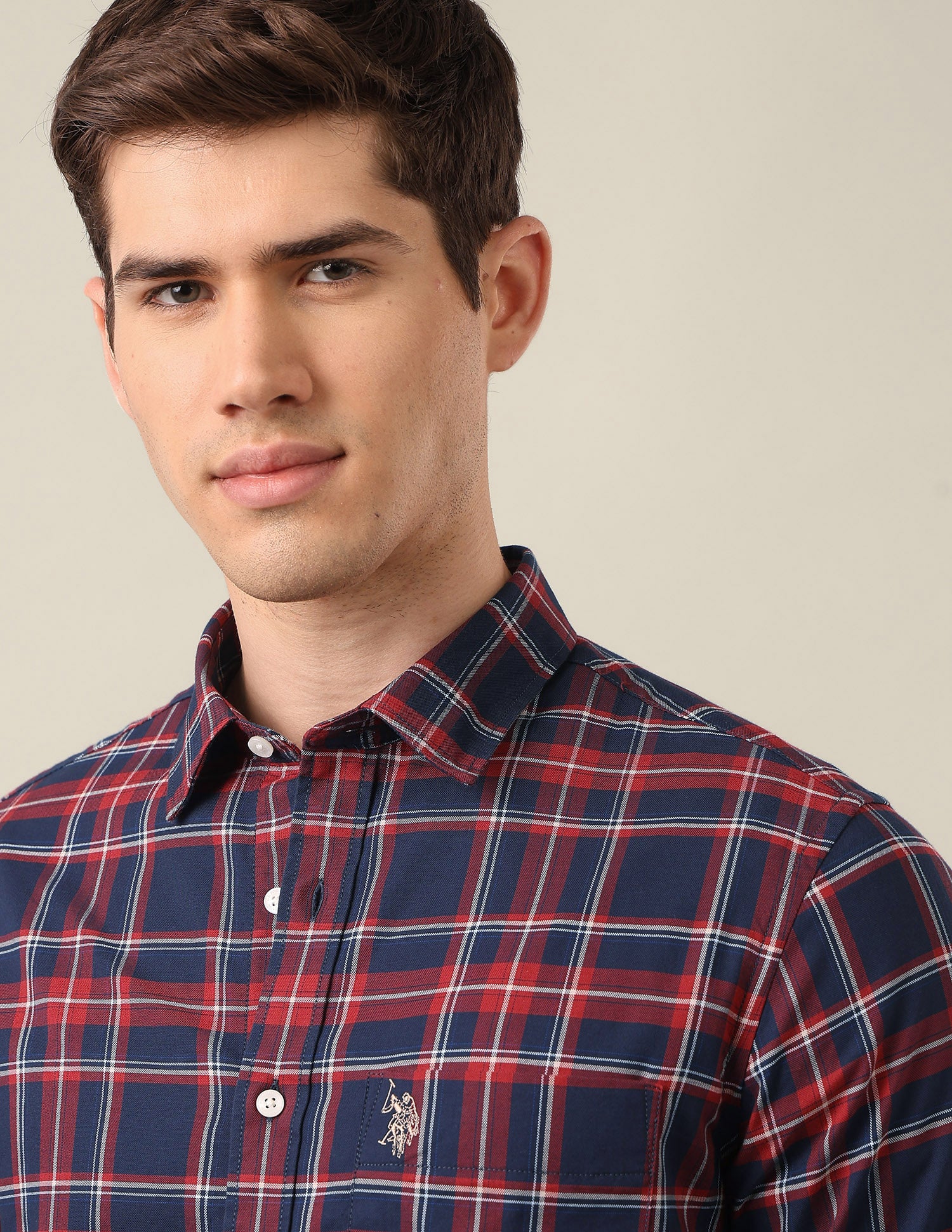 Tailored Fit Tartan Checked Shirt Navy - U.S. Polo Assn. India | Large