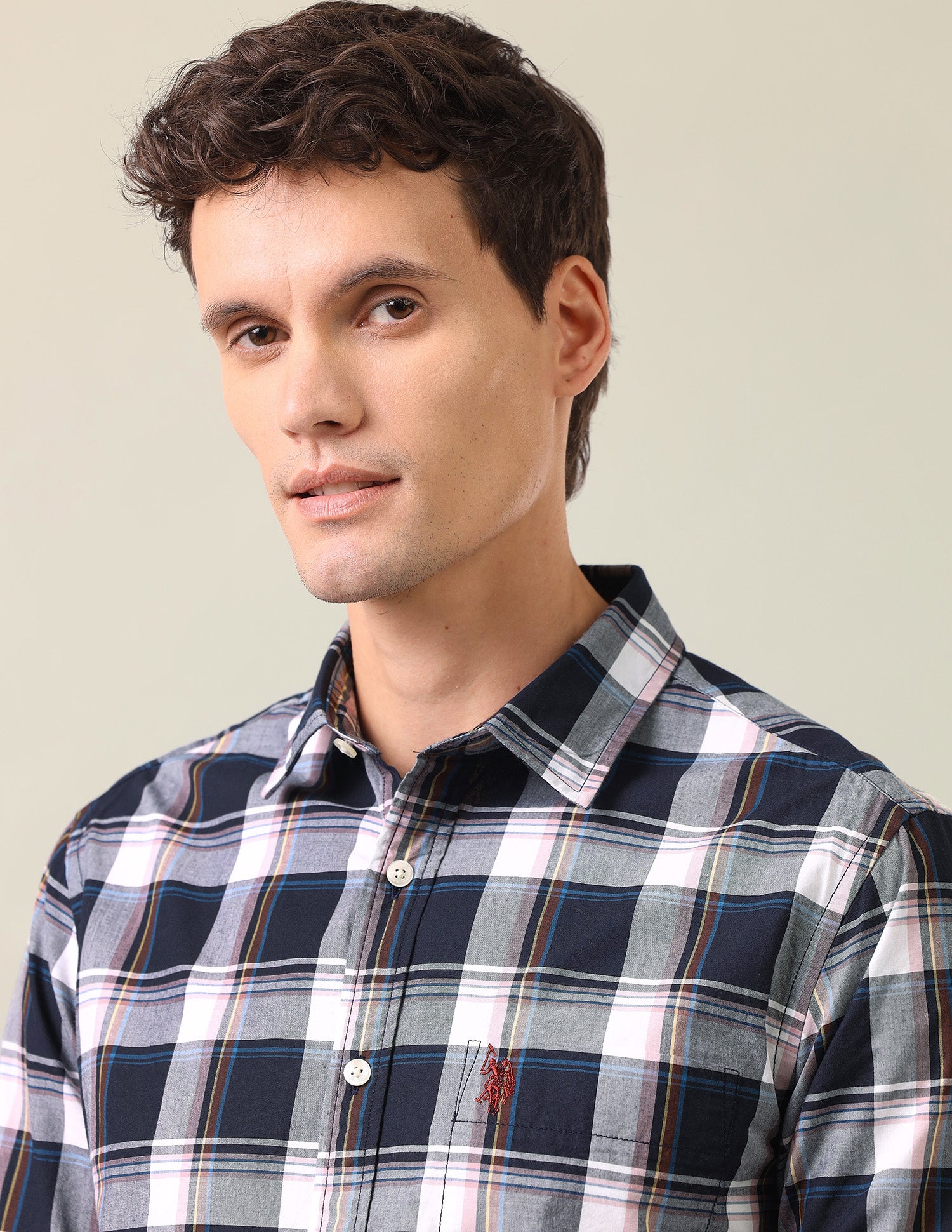 Tartan Checked Tailored Fit Shirt Navy - U.S. Polo Assn. India | Large