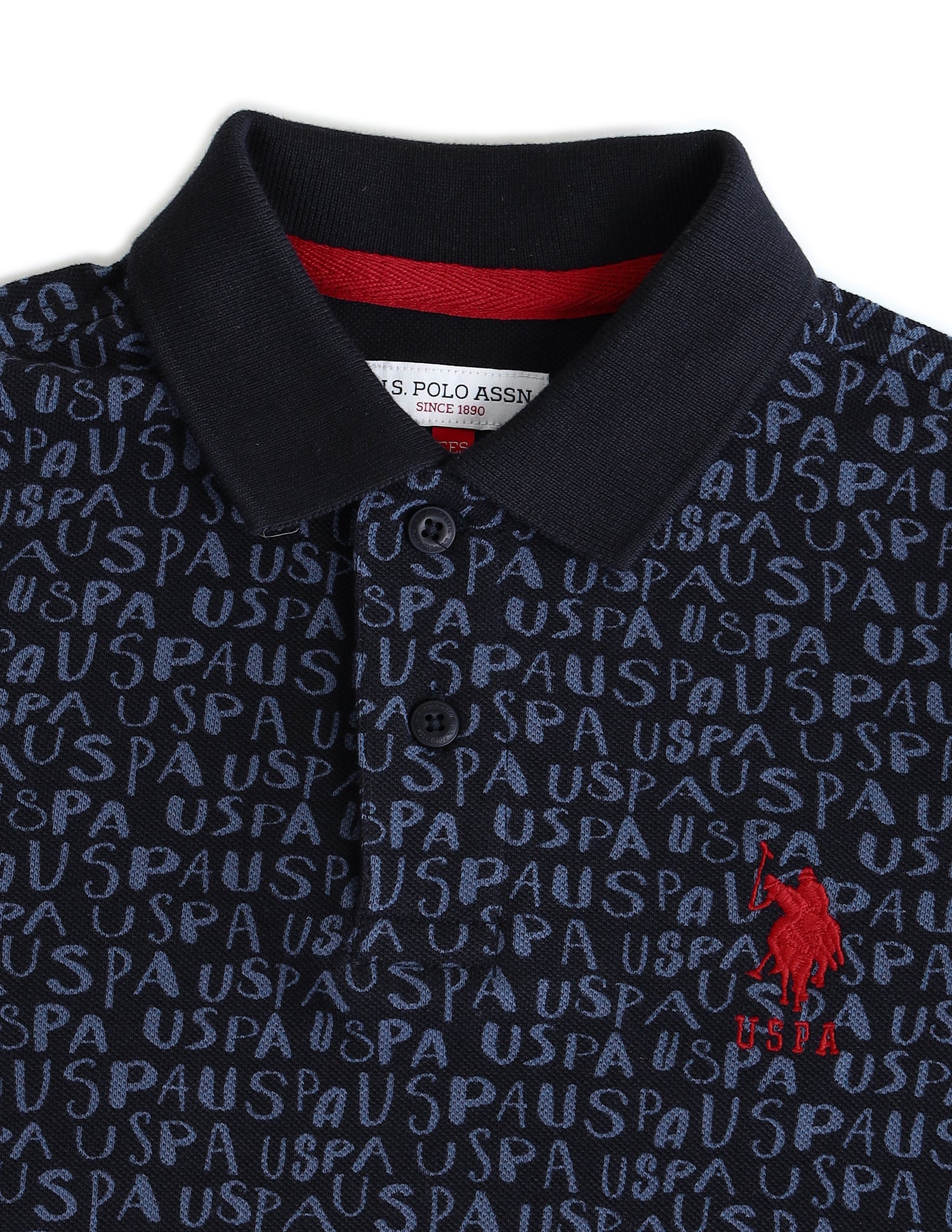 Boys Brand Printed Regular Fit Polo Shirts Navy - U.S. POLO ASSN. | Large